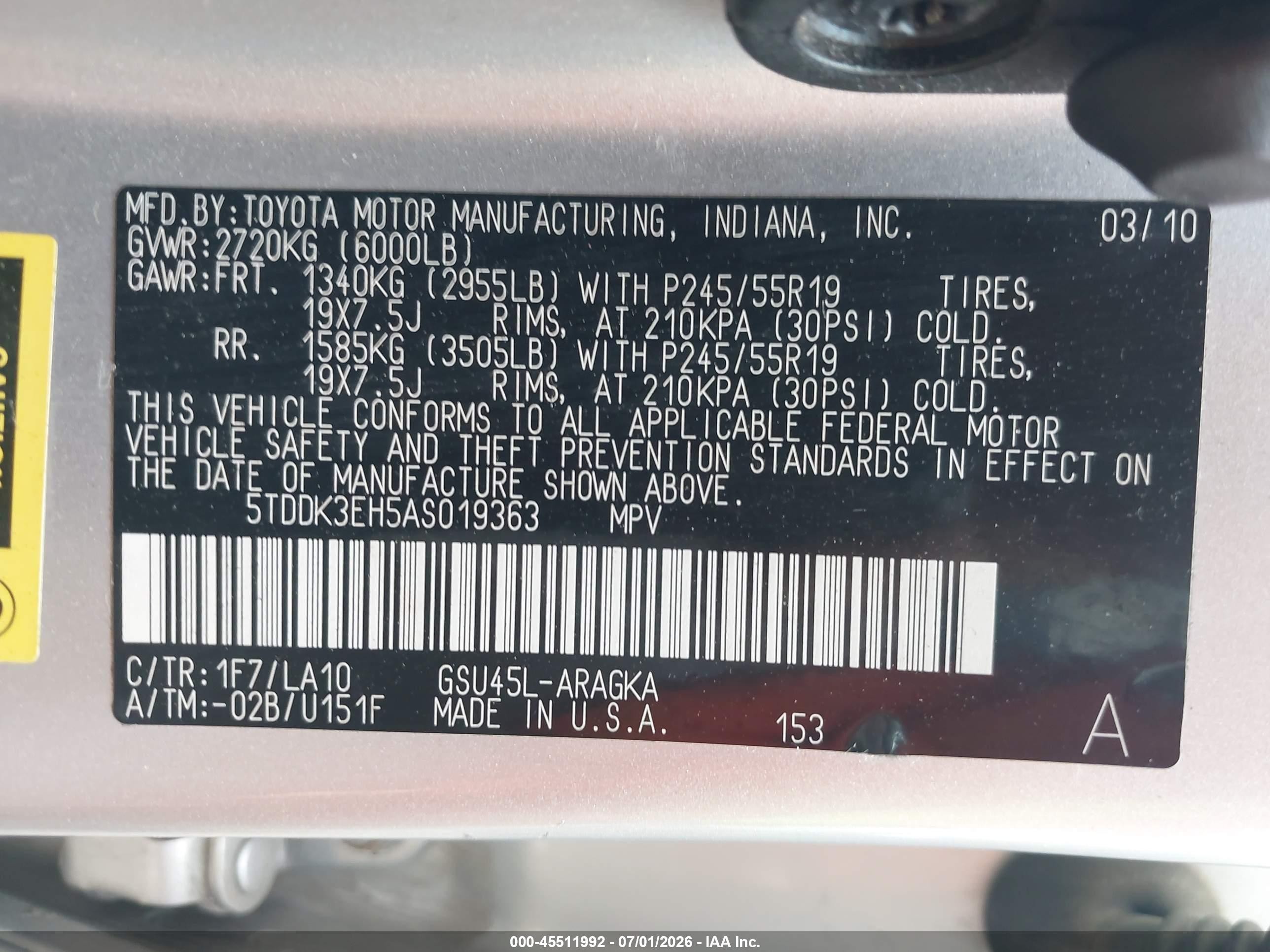 2010 Toyota Highlander Limited V6 Silver vin: 5TDDK3EH5AS019363