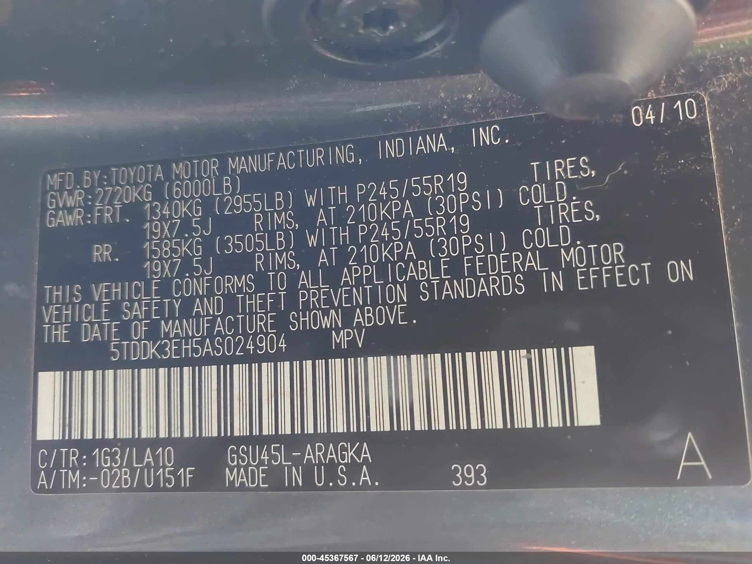 2010 Toyota Highlander Limited V6 Gray vin: 5TDDK3EH5AS024904