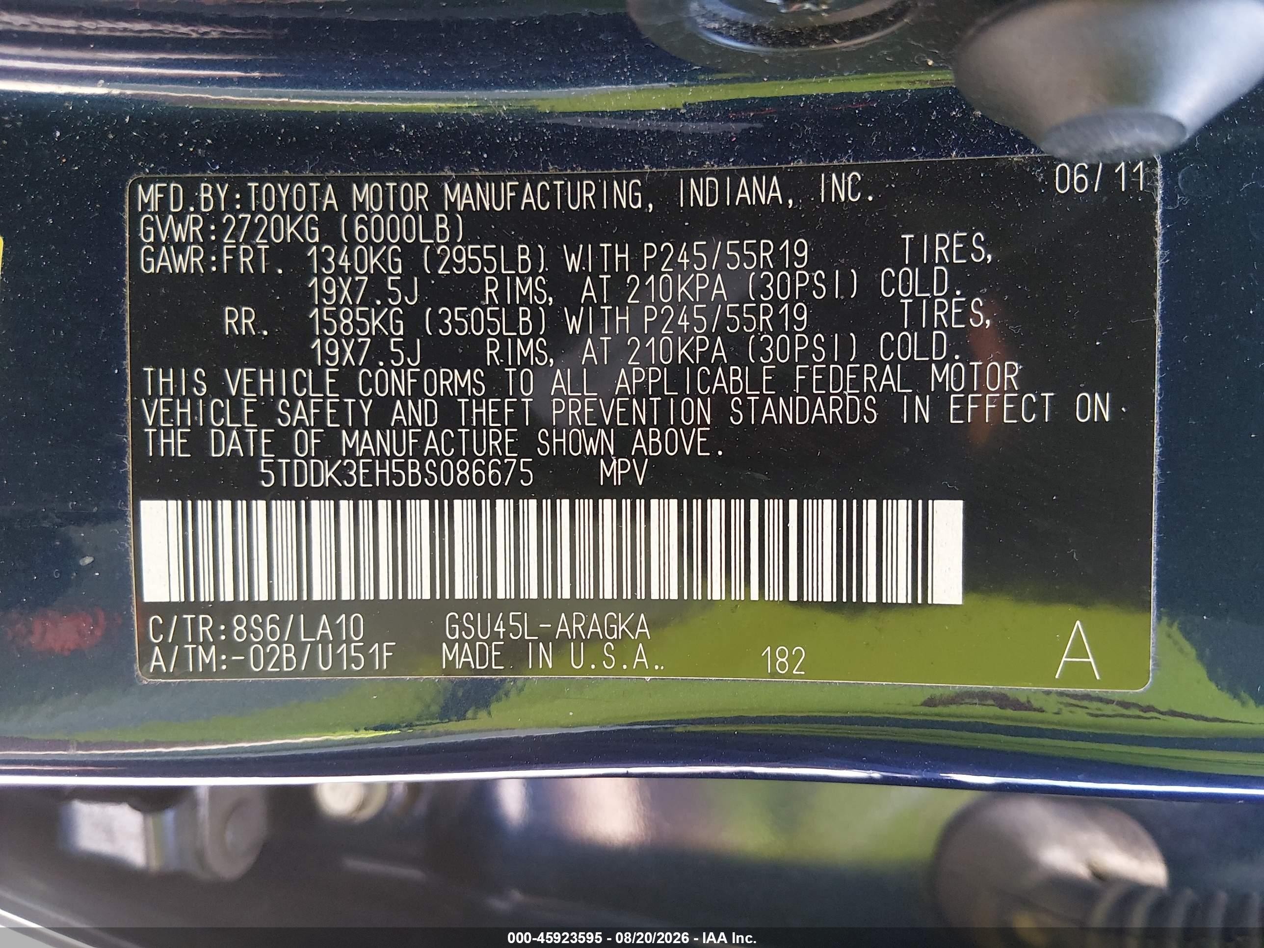 2011 Toyota Highlander Limited V6 Blue vin: 5TDDK3EH5BS086675