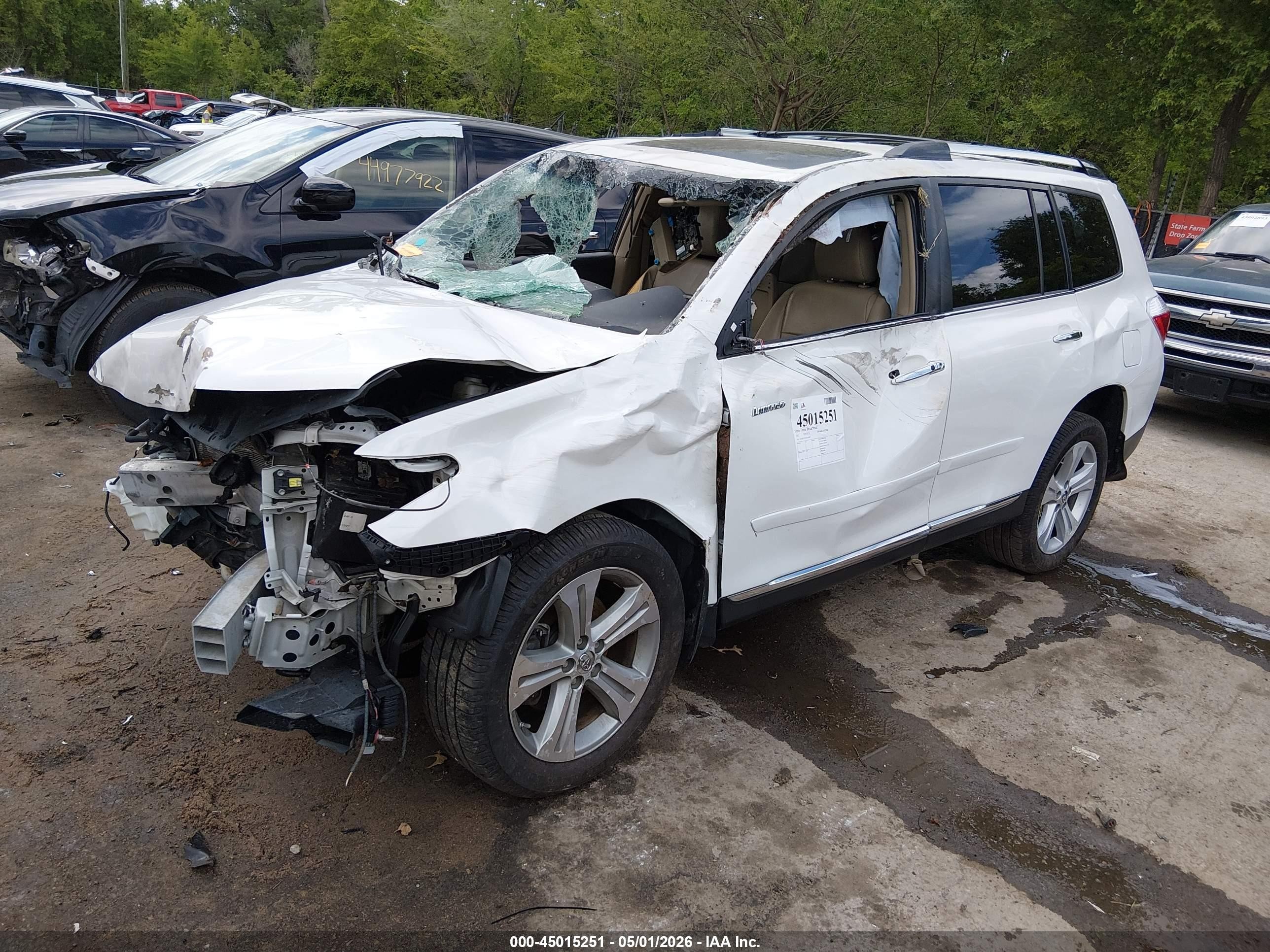 2012 Toyota Highlander Limited V6 Белый vin: 5TDDK3EH5CS169895