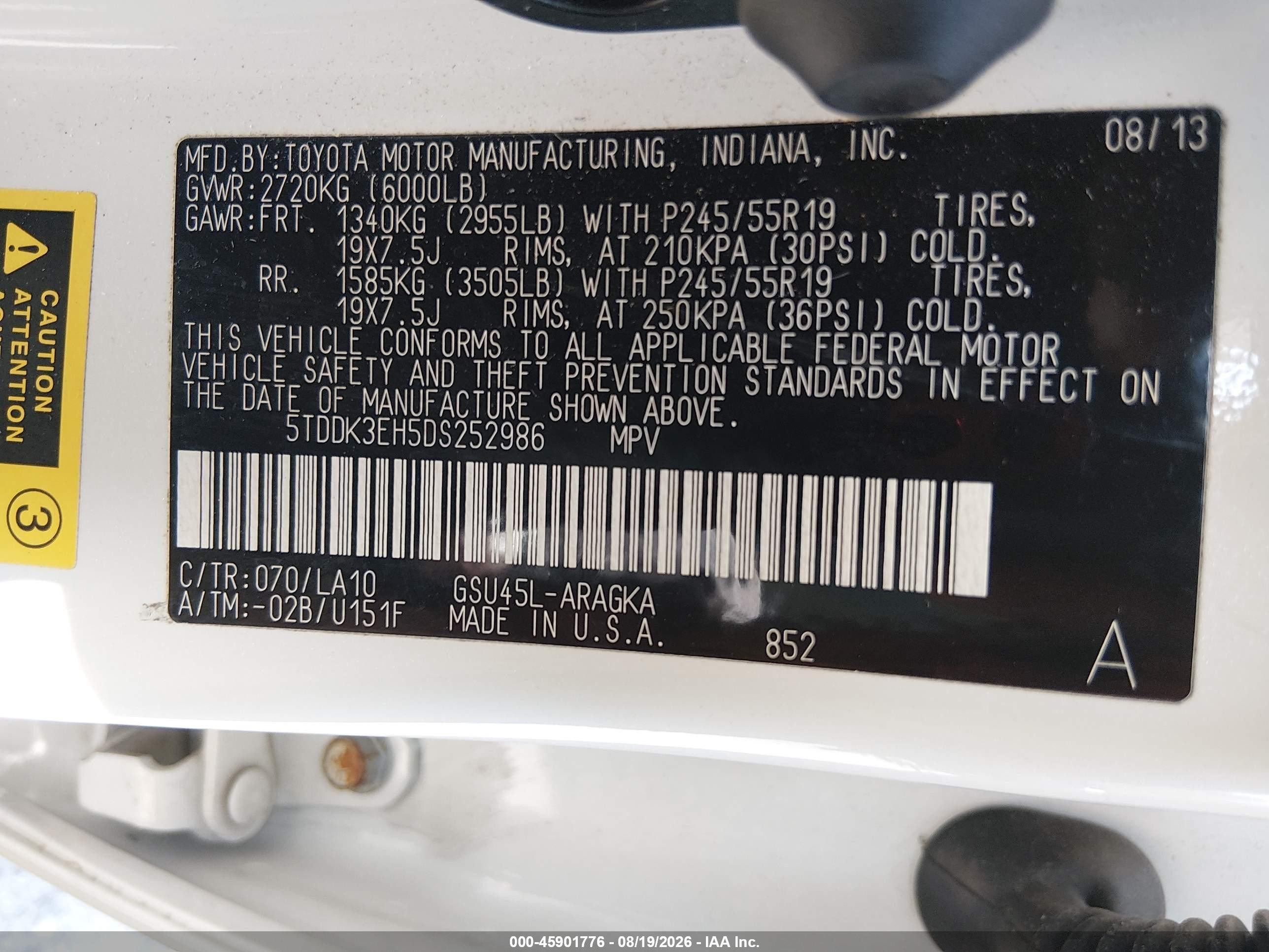 2013 Toyota Highlander Limited V6 White vin: 5TDDK3EH5DS252986