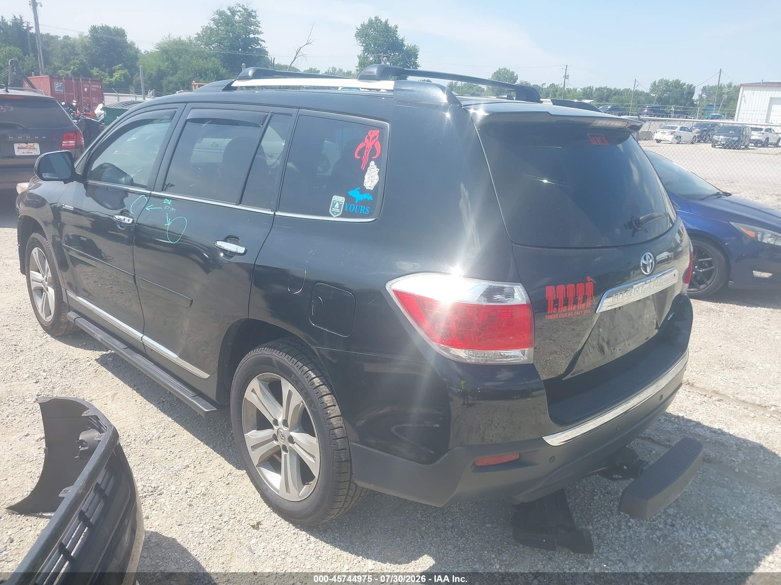 2013 Toyota Highlander Limited V6 Black vin: 5TDDK3EH5DS255306