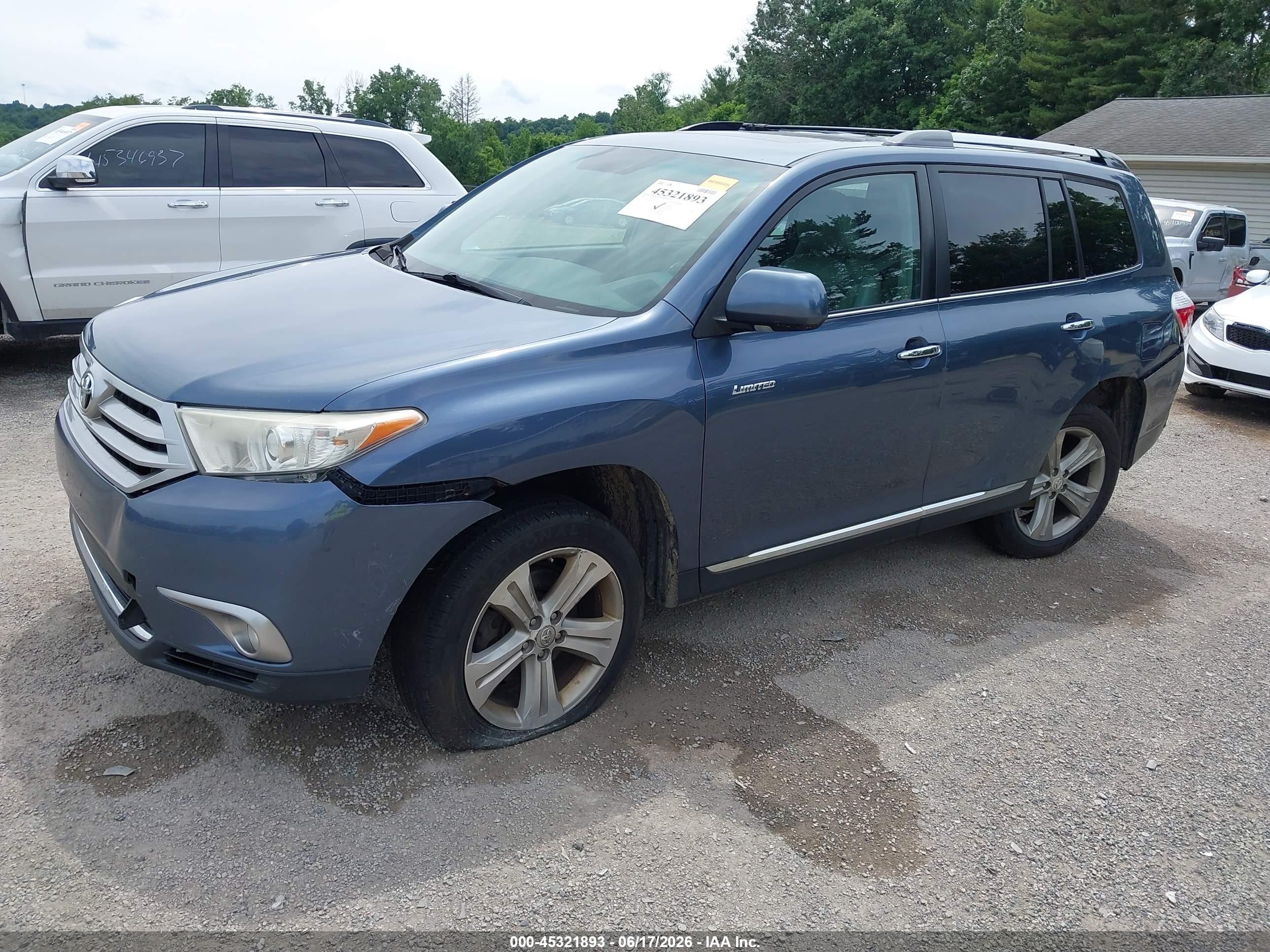 2013 Toyota Highlander Limited V6 Blue vin: 5TDDK3EH6DS234948