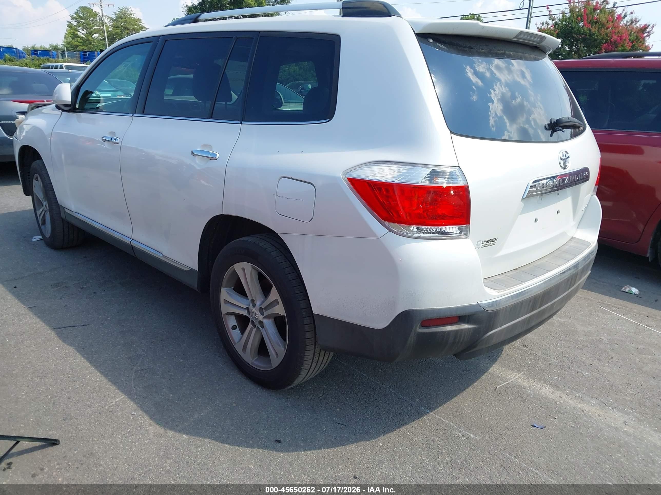 2013 Toyota Highlander Limited V6 White vin: 5TDDK3EH6DS264189
