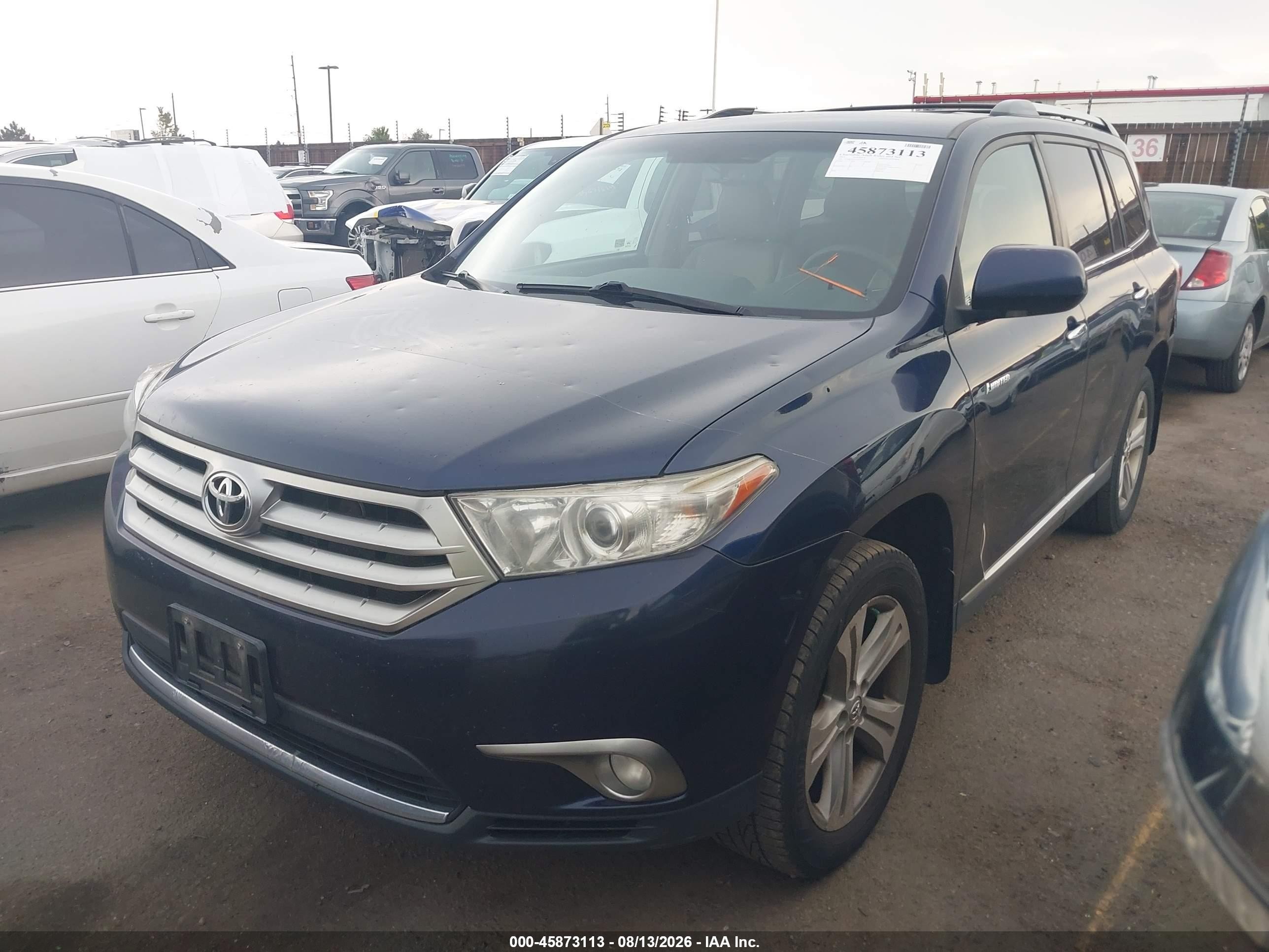 2013 Toyota Highlander Limited V6 Dark Blue vin: 5TDDK3EH7DS227619