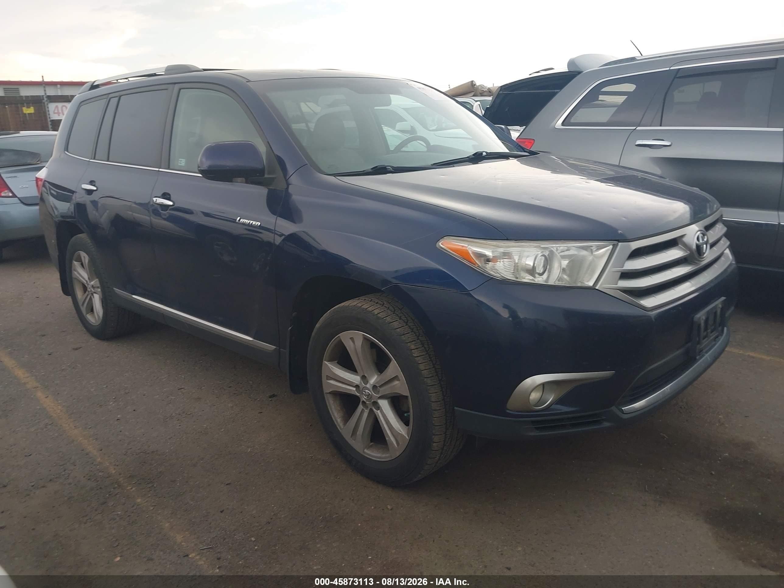 2013 Toyota Highlander Limited V6 Dark Blue vin: 5TDDK3EH7DS227619
