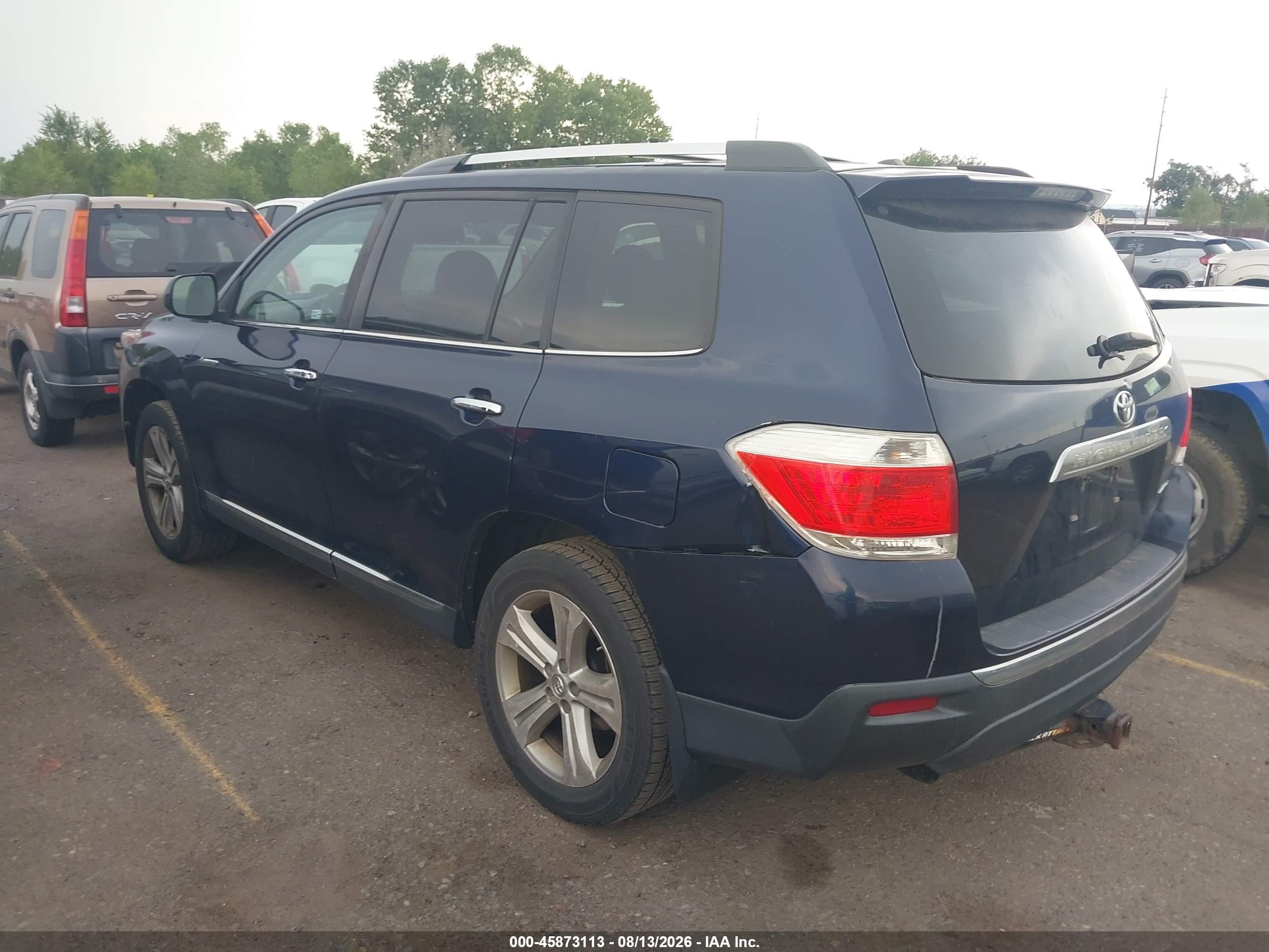 2013 Toyota Highlander Limited V6 Dark Blue vin: 5TDDK3EH7DS227619