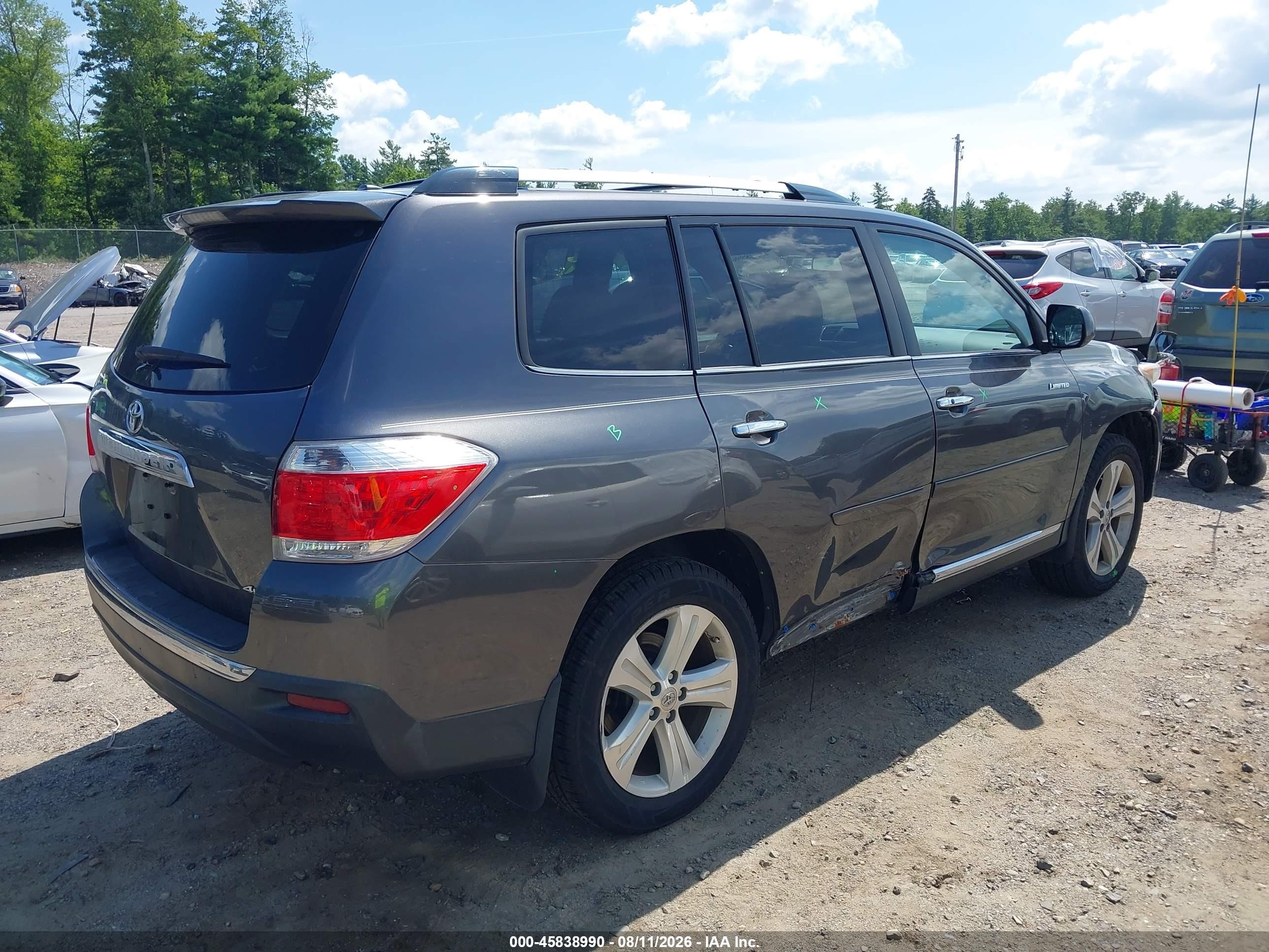 2012 Toyota Highlander Limited V6 Gray vin: 5TDDK3EH8CS151178