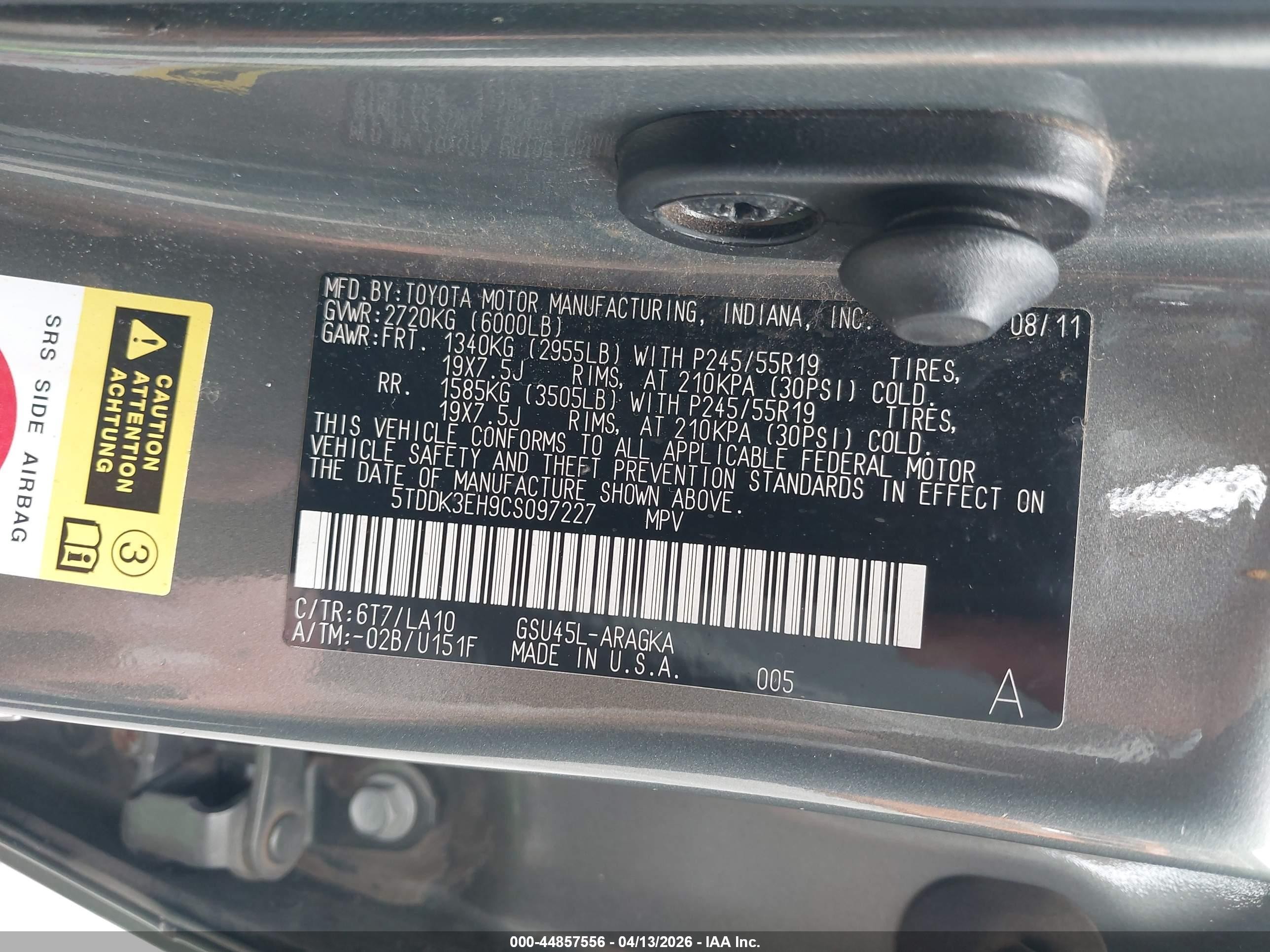 2012 Toyota Highlander Limited V6 Green vin: 5TDDK3EH9CS097227