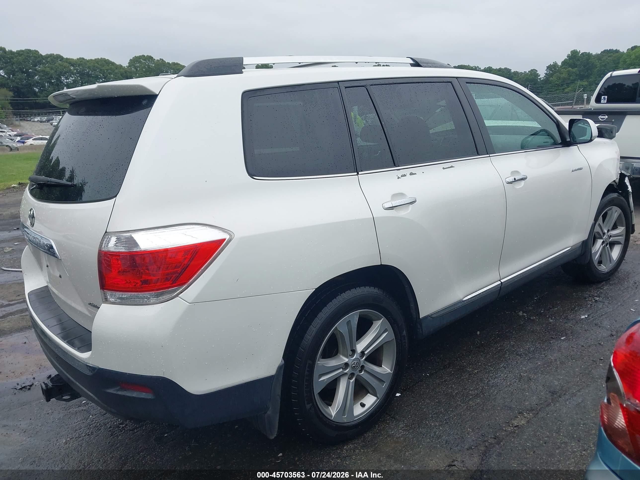 2012 Toyota Highlander Limited V6 White vin: 5TDDK3EH9CS098393