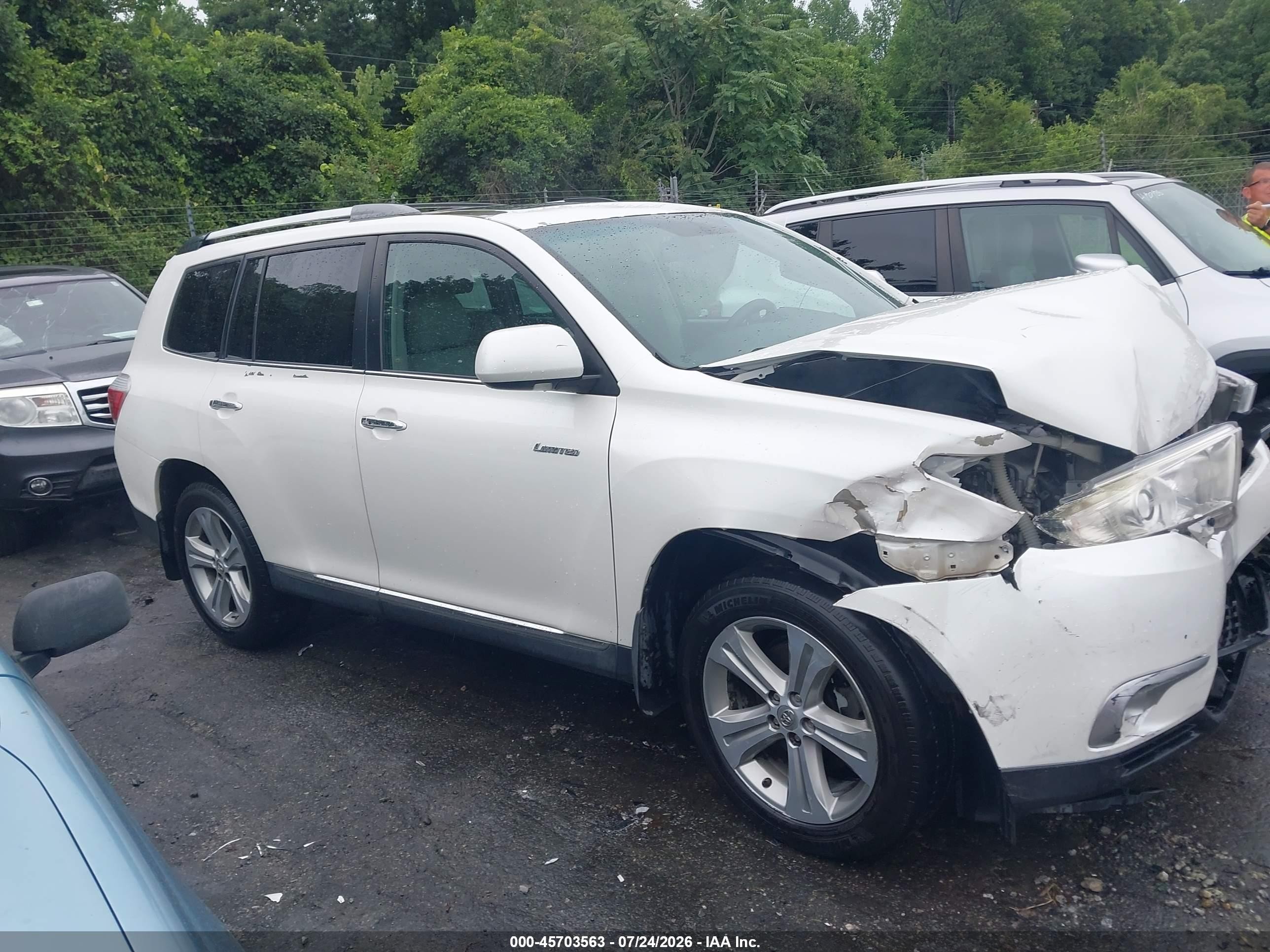 2012 Toyota Highlander Limited V6 White vin: 5TDDK3EH9CS098393