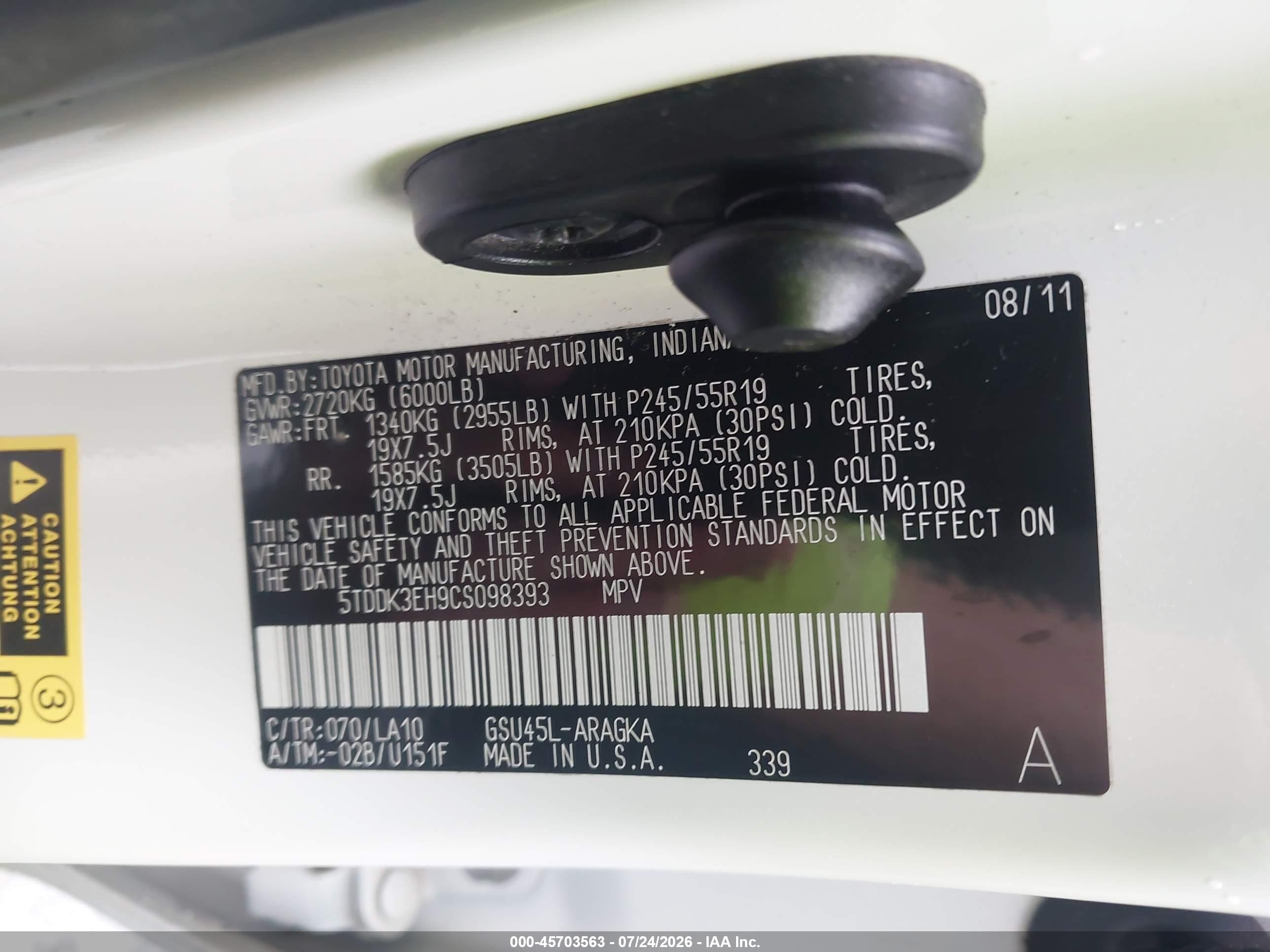 2012 Toyota Highlander Limited V6 White vin: 5TDDK3EH9CS098393
