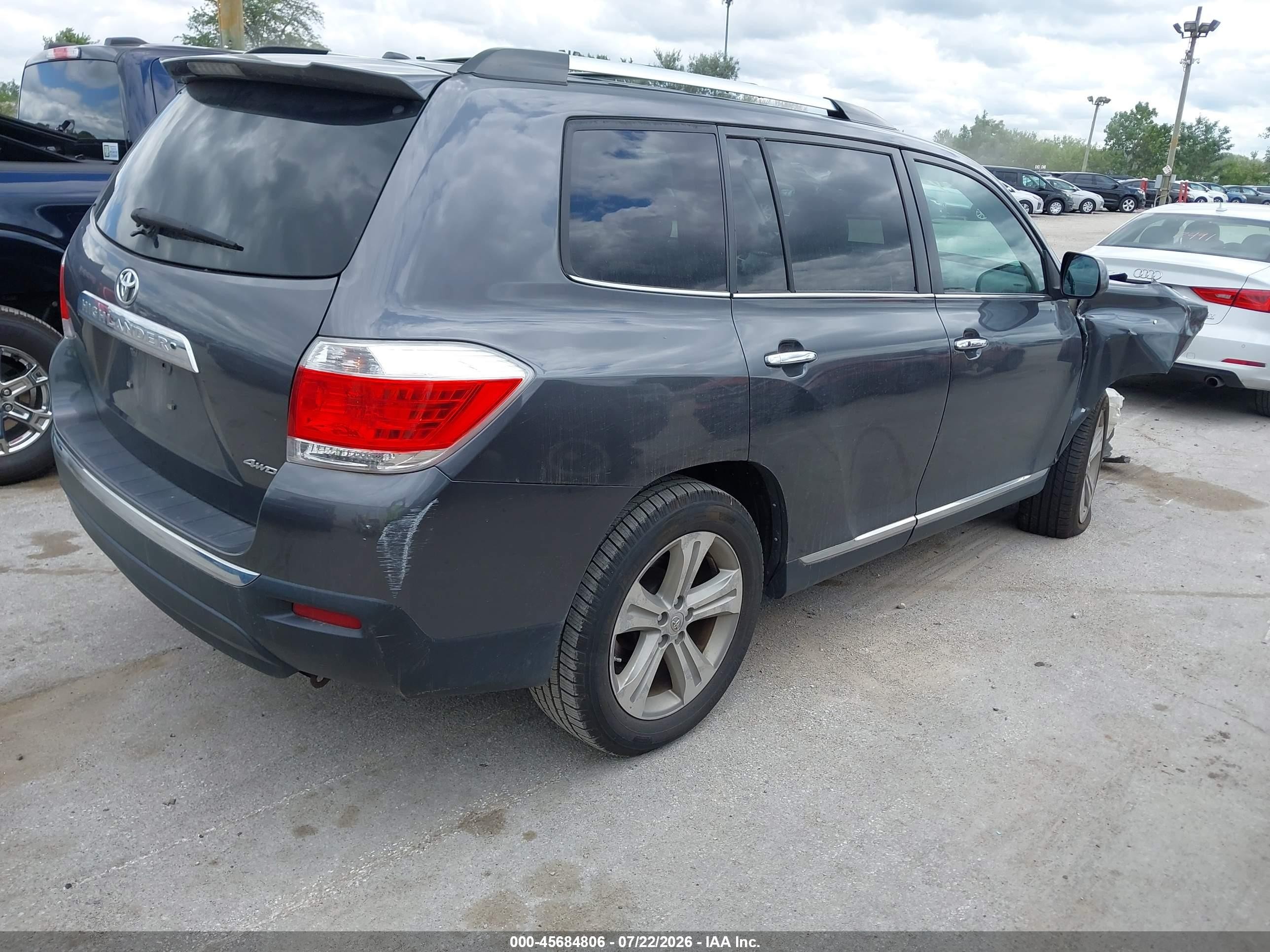 2013 Toyota Highlander Limited V6 Gray vin: 5TDDK3EH9DS179783
