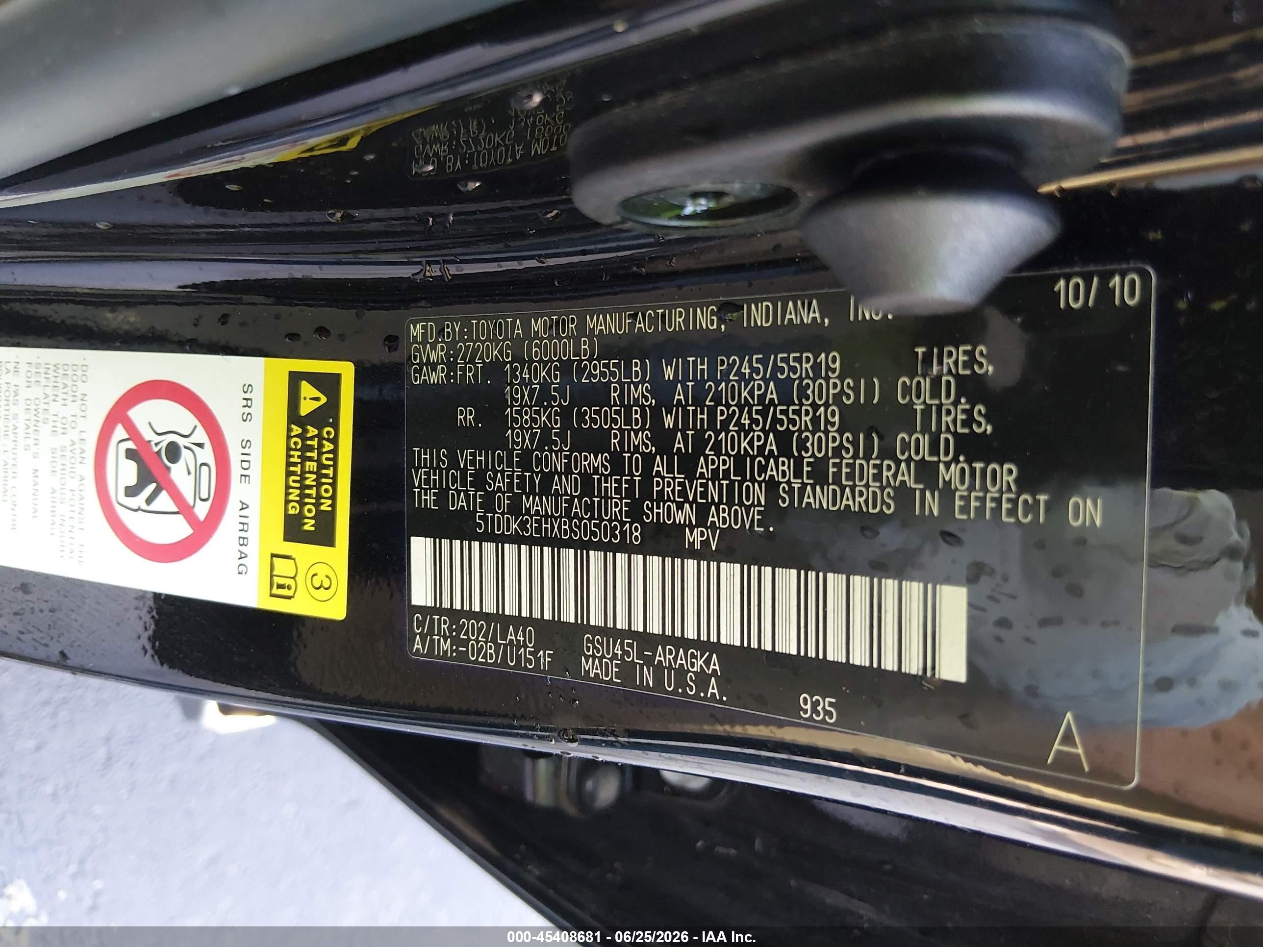 2011 Toyota Highlander Limited V6 Black vin: 5TDDK3EHXBS050318