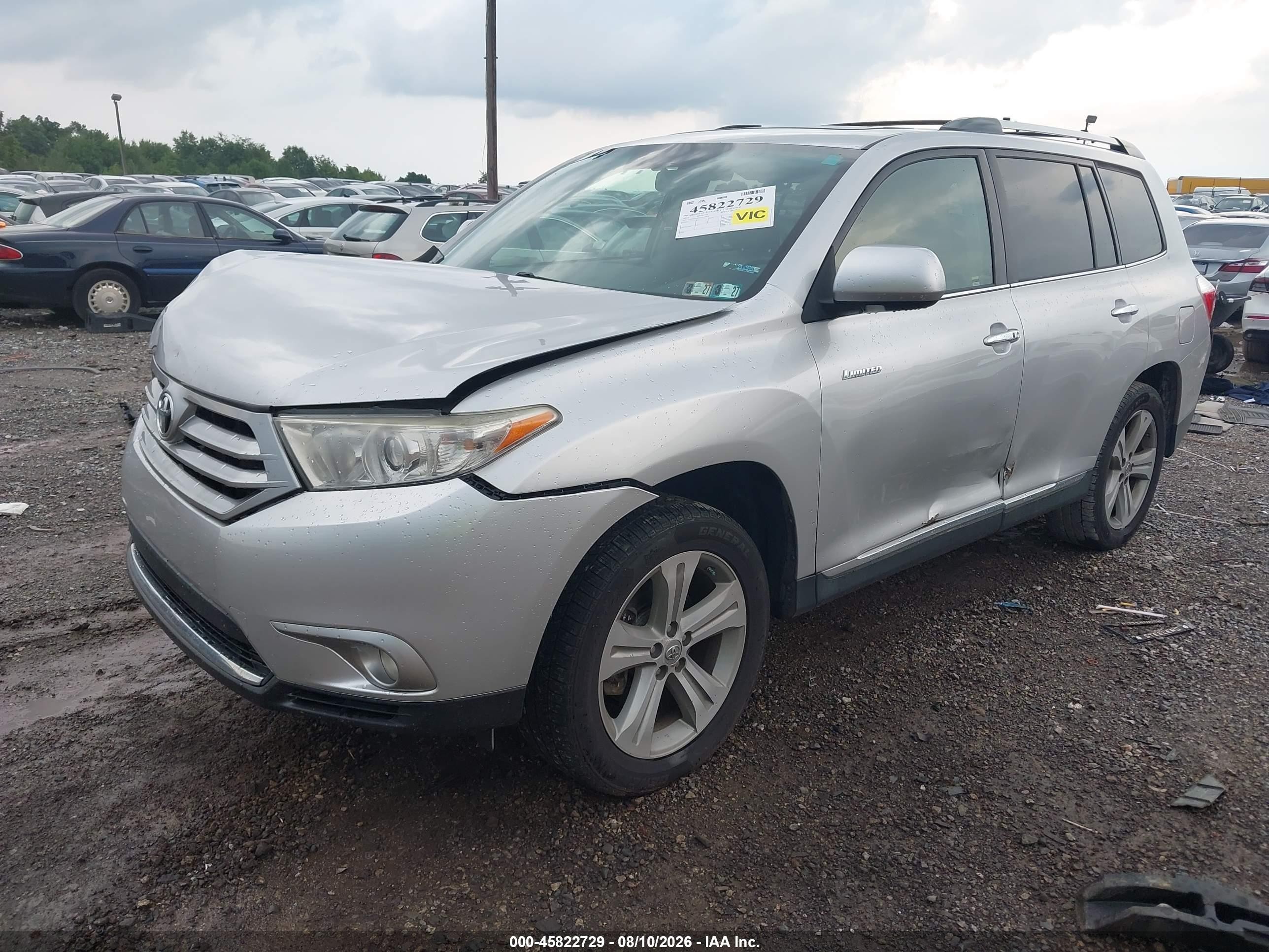 2012 Toyota Highlander Limited V6 Серебряный vin: 5TDDK3EHXCS103875