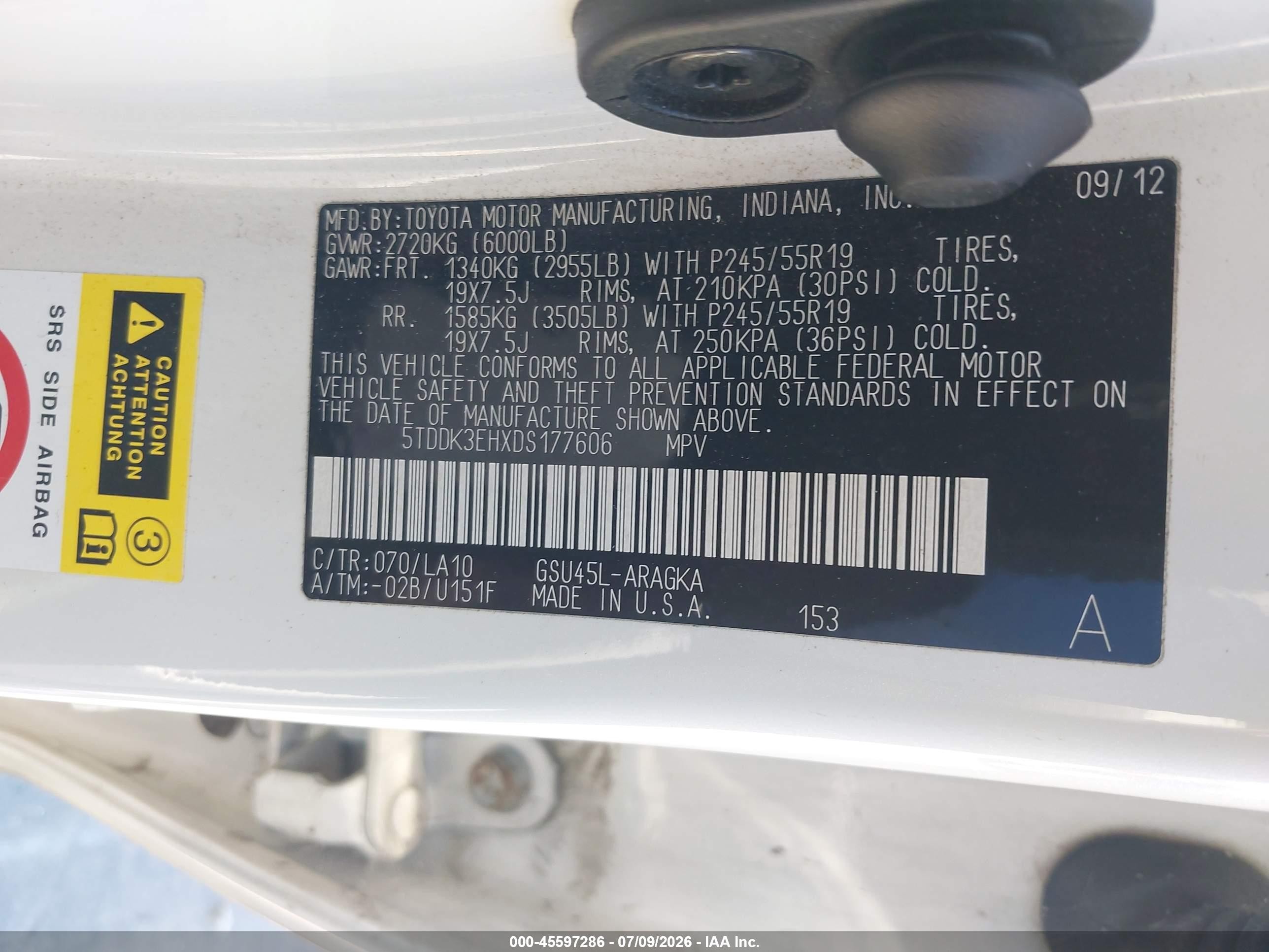 2013 Toyota Highlander Limited V6 White vin: 5TDDK3EHXDS177606