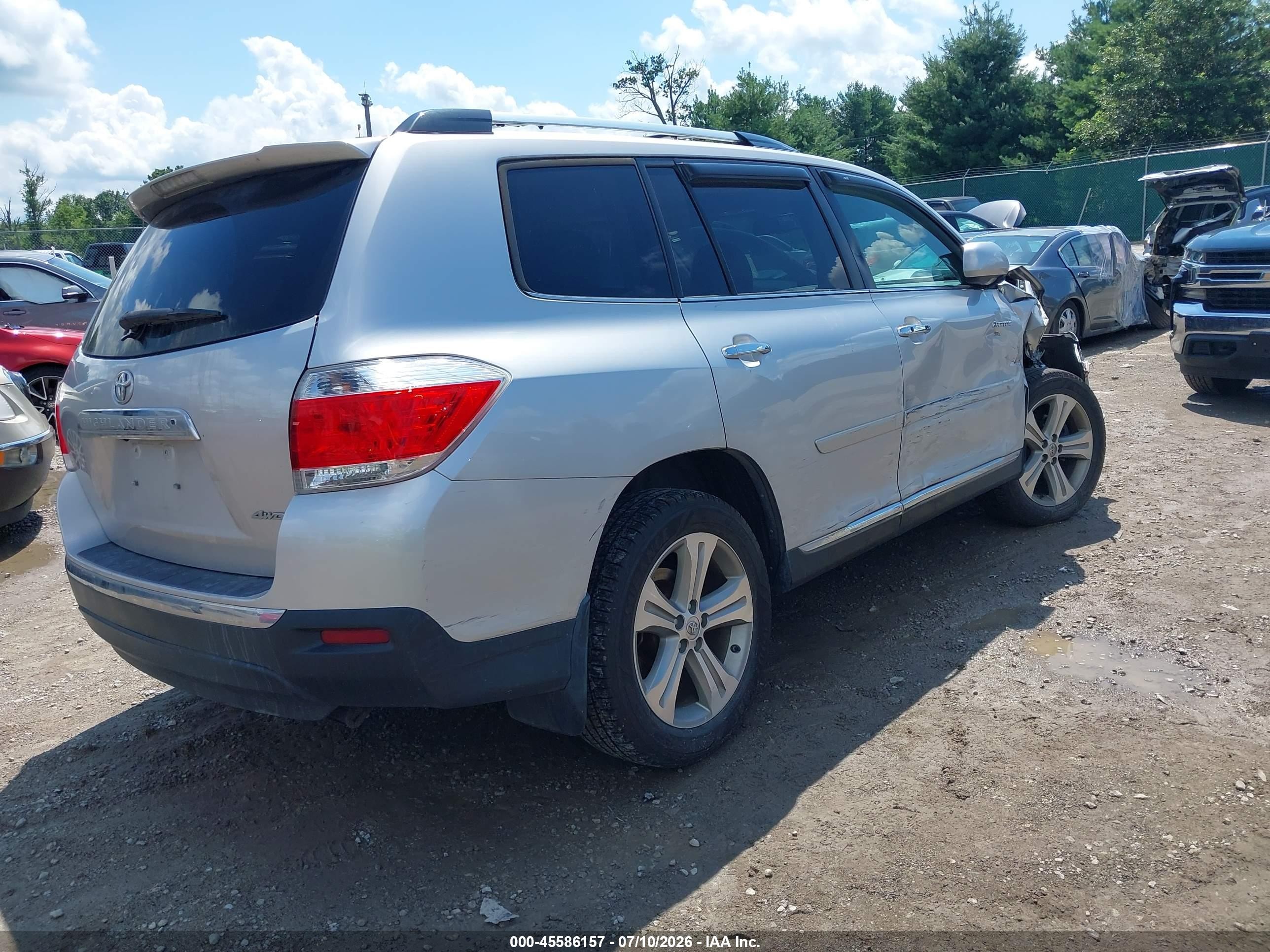 2013 Toyota Highlander Limited V6 Серебряный vin: 5TDDK3EHXDS224987