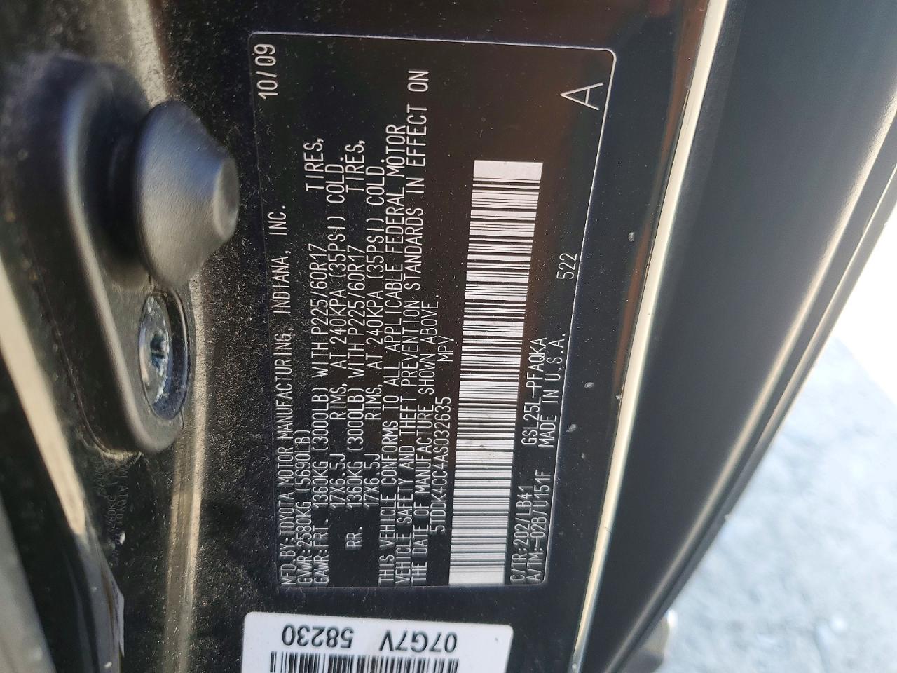 2010 Toyota Sienna Xle Limited Black vin: 5TDDK4CC4AS032635