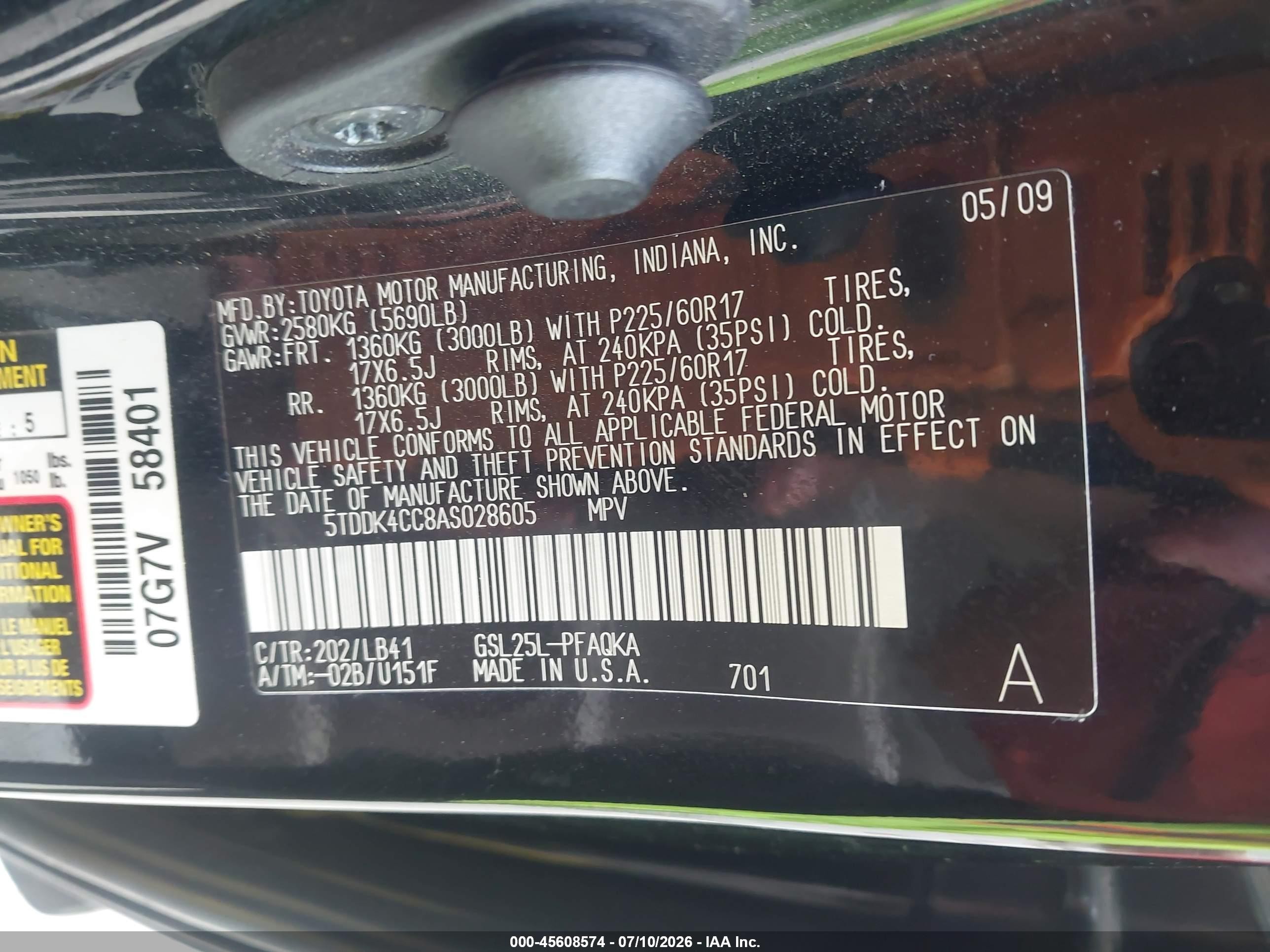 2010 Toyota Sienna Xle Черный vin: 5TDDK4CC8AS028605
