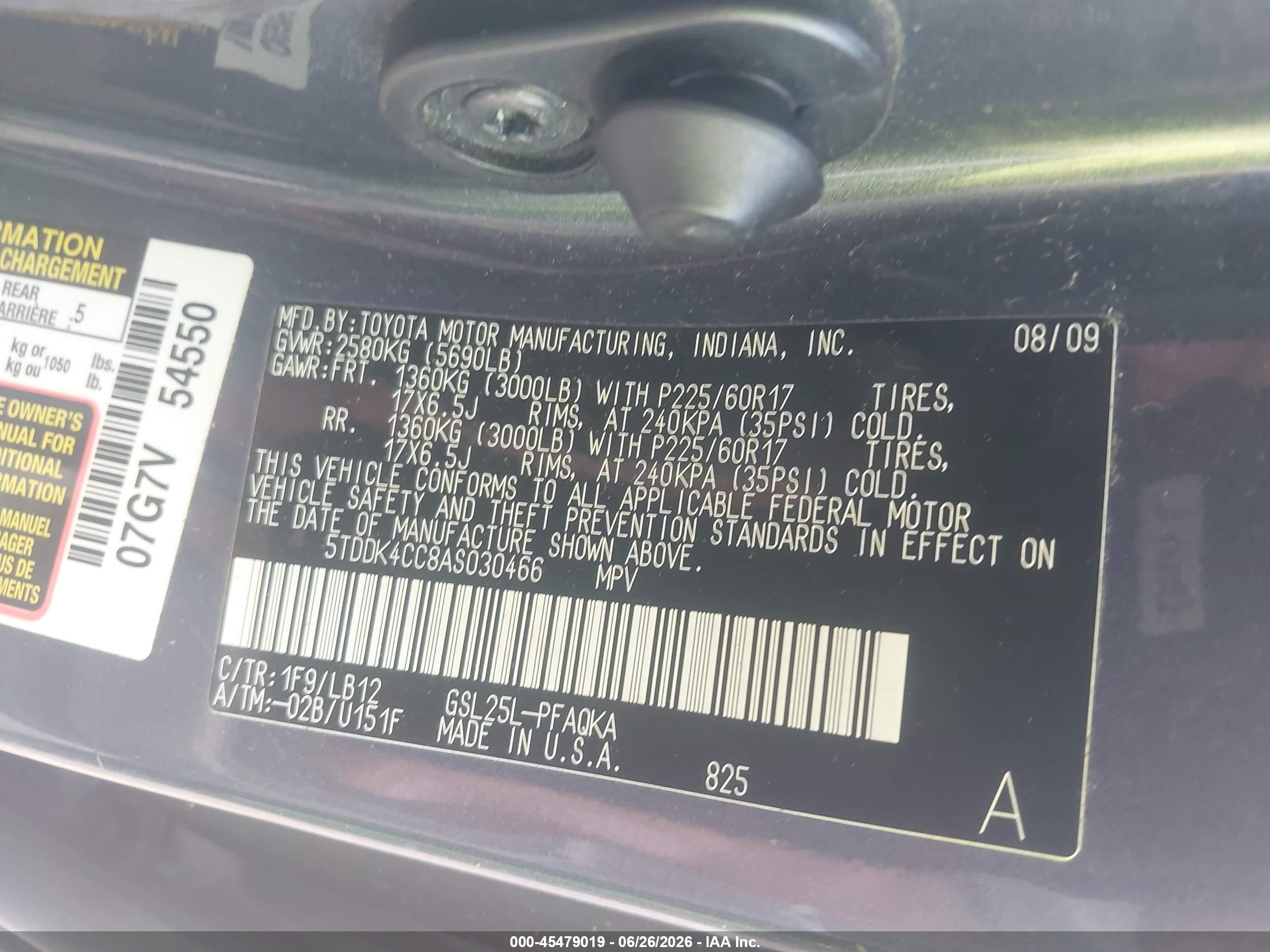 2010 Toyota Sienna Limited Gray vin: 5TDDK4CC8AS030466