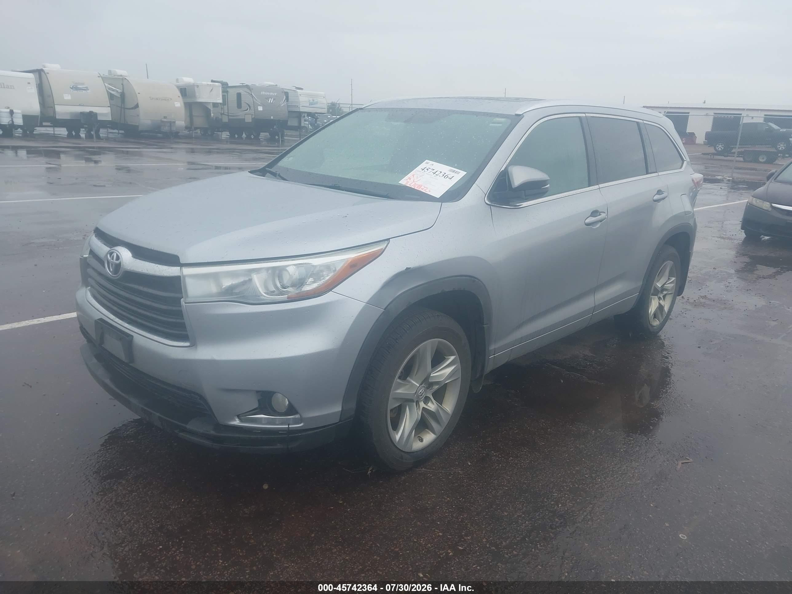 2014 Toyota Highlander Limited V6 Серебряный vin: 5TDDKRFH0ES046932