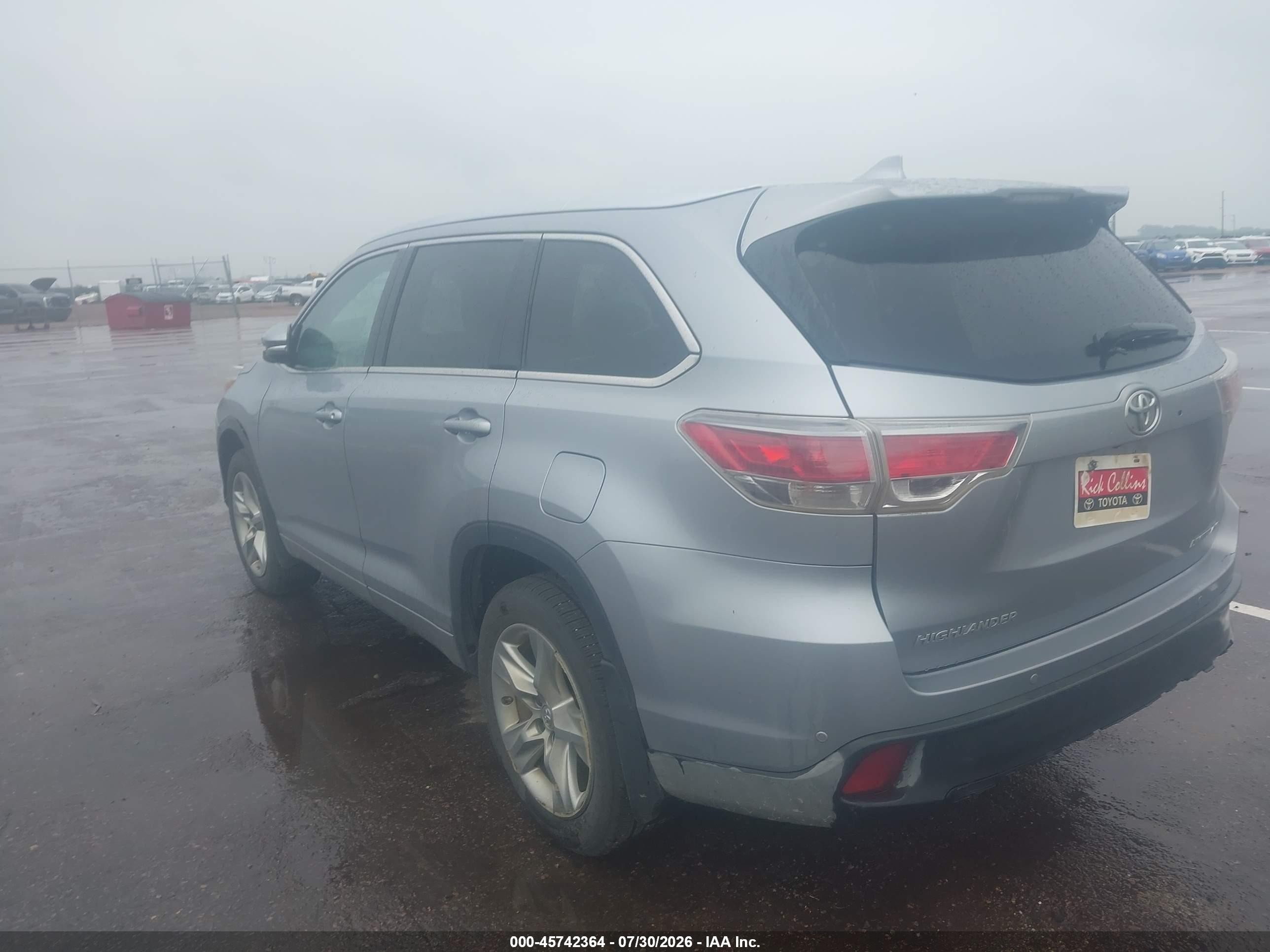 2014 Toyota Highlander Limited V6 Серебряный vin: 5TDDKRFH0ES046932