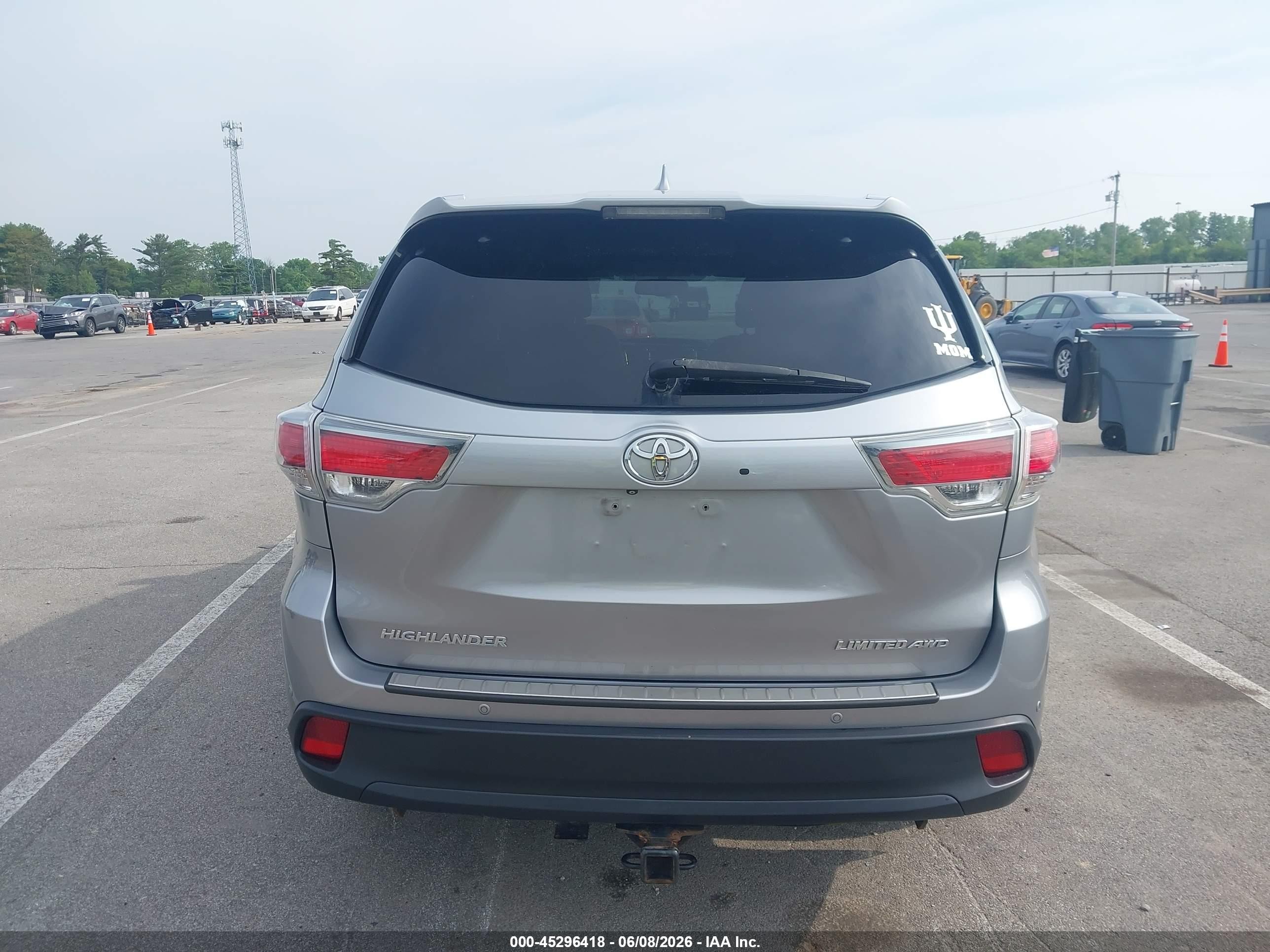 2015 Toyota Highlander Limited V6 Gray vin: 5TDDKRFH0FS131898