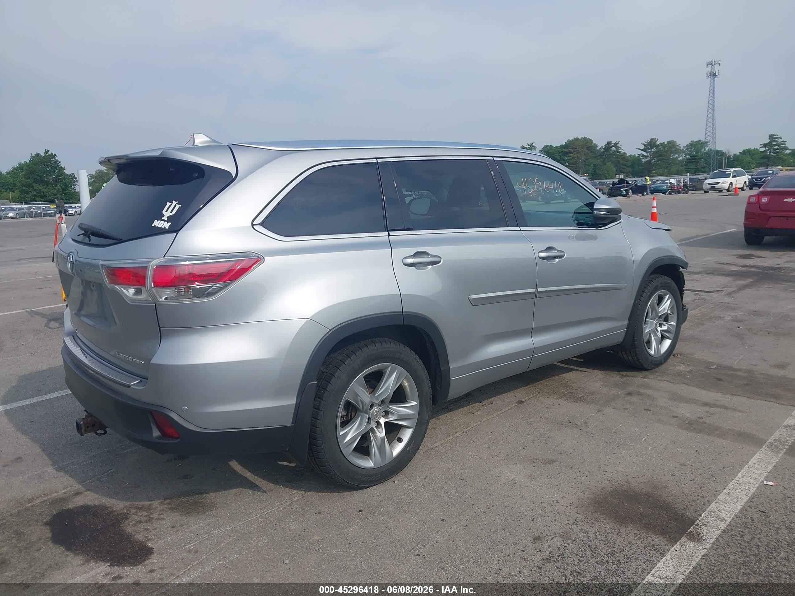 2015 Toyota Highlander Limited V6 Gray vin: 5TDDKRFH0FS131898