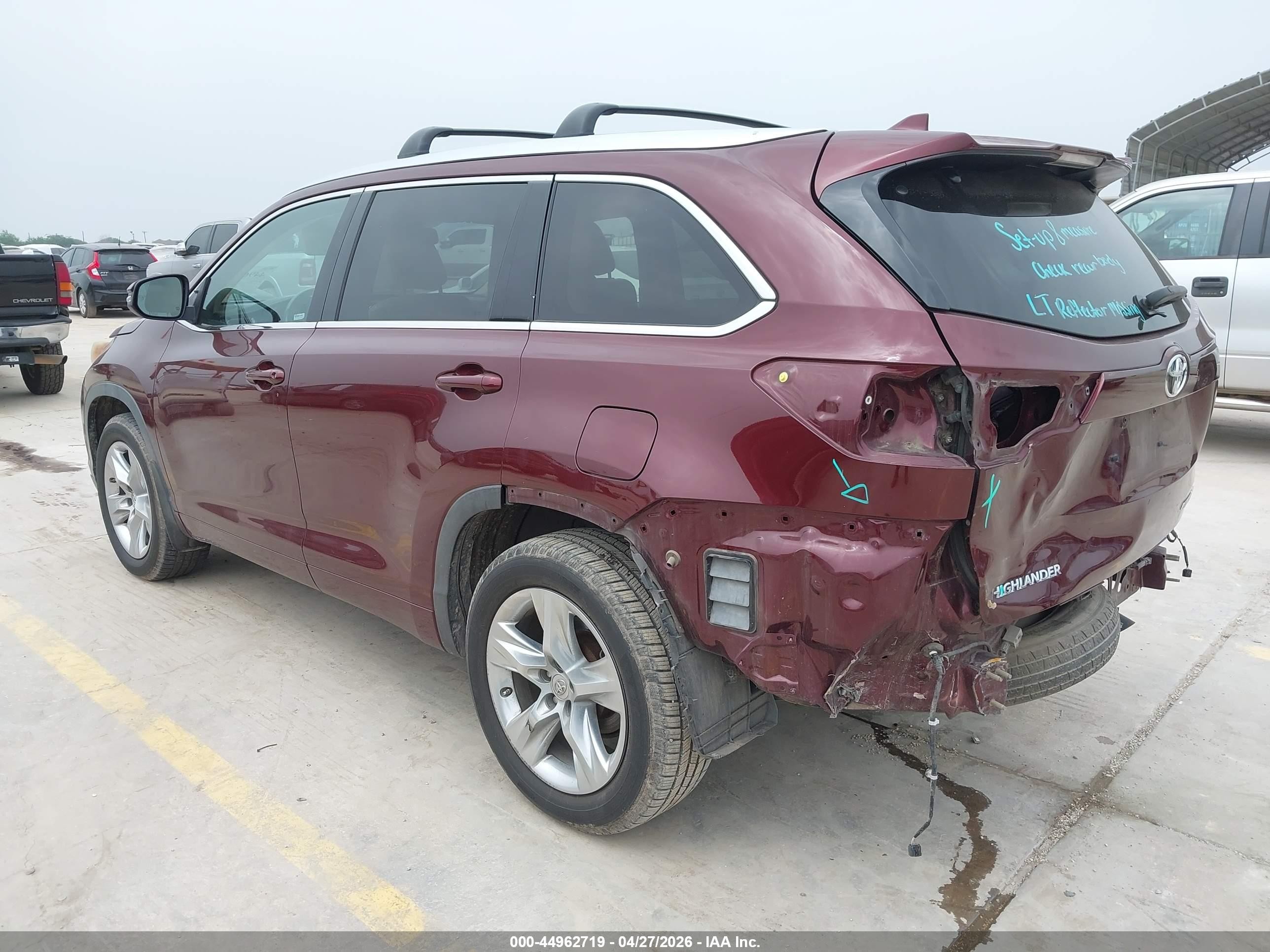 2015 Toyota Highlander Limited V6 Бордовый vin: 5TDDKRFH0FS141797