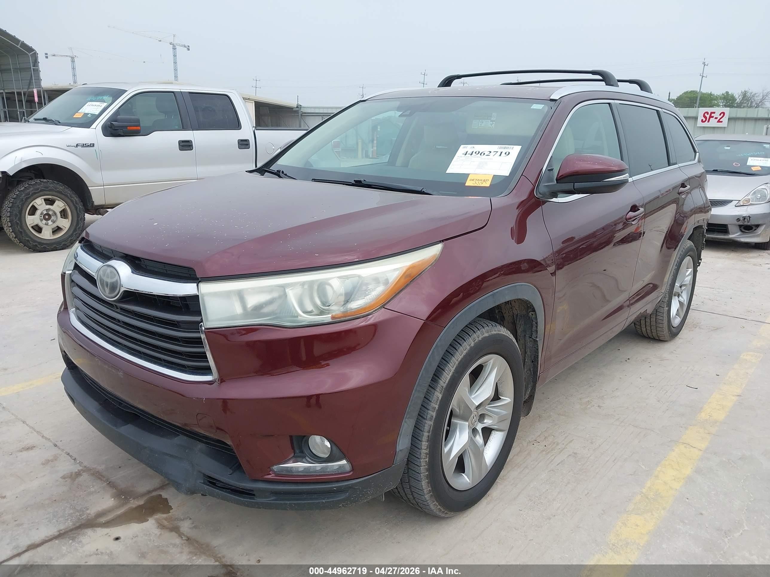 2015 Toyota Highlander Limited V6 Бордовый vin: 5TDDKRFH0FS141797