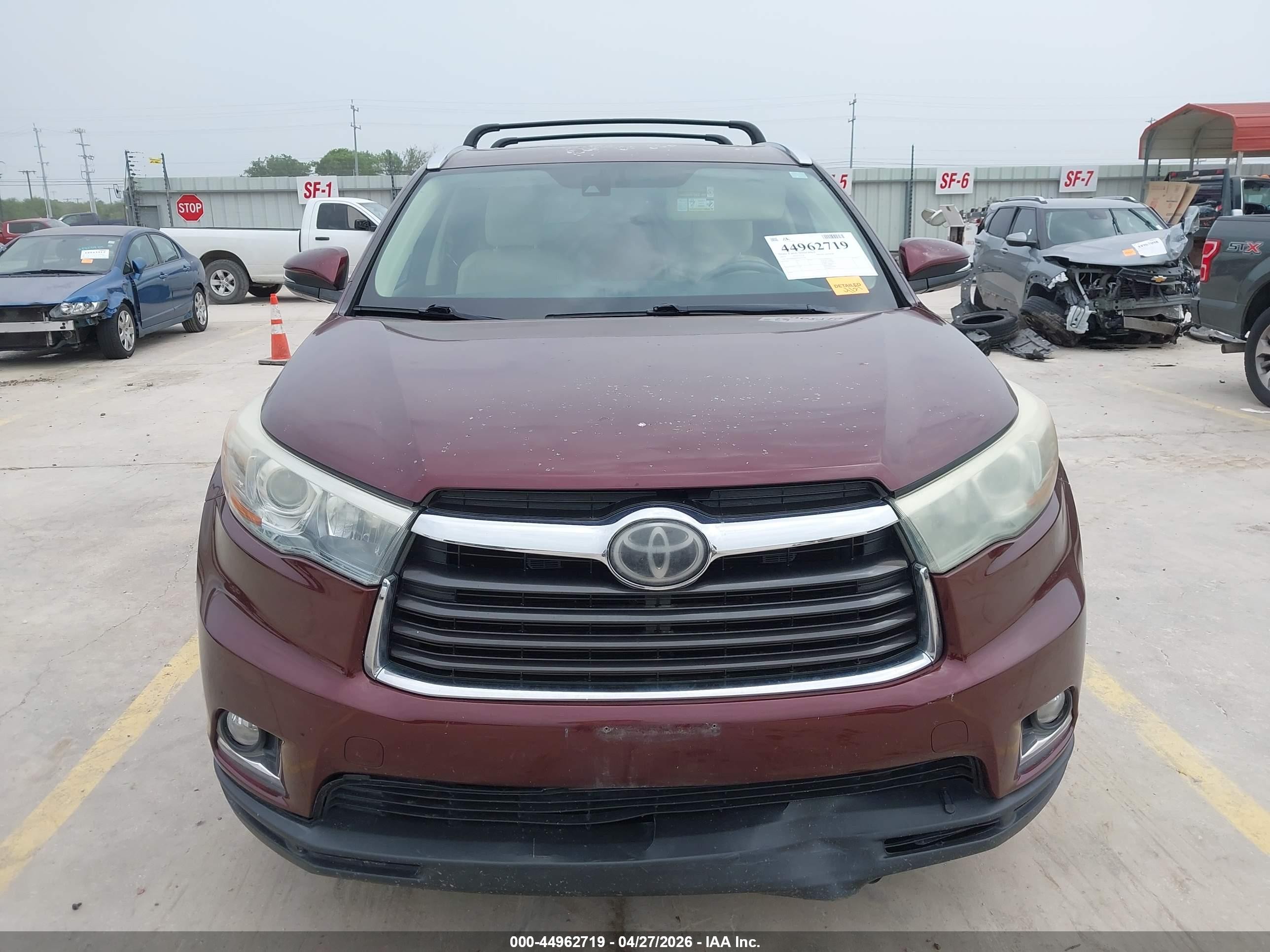 2015 Toyota Highlander Limited V6 Бордовый vin: 5TDDKRFH0FS141797