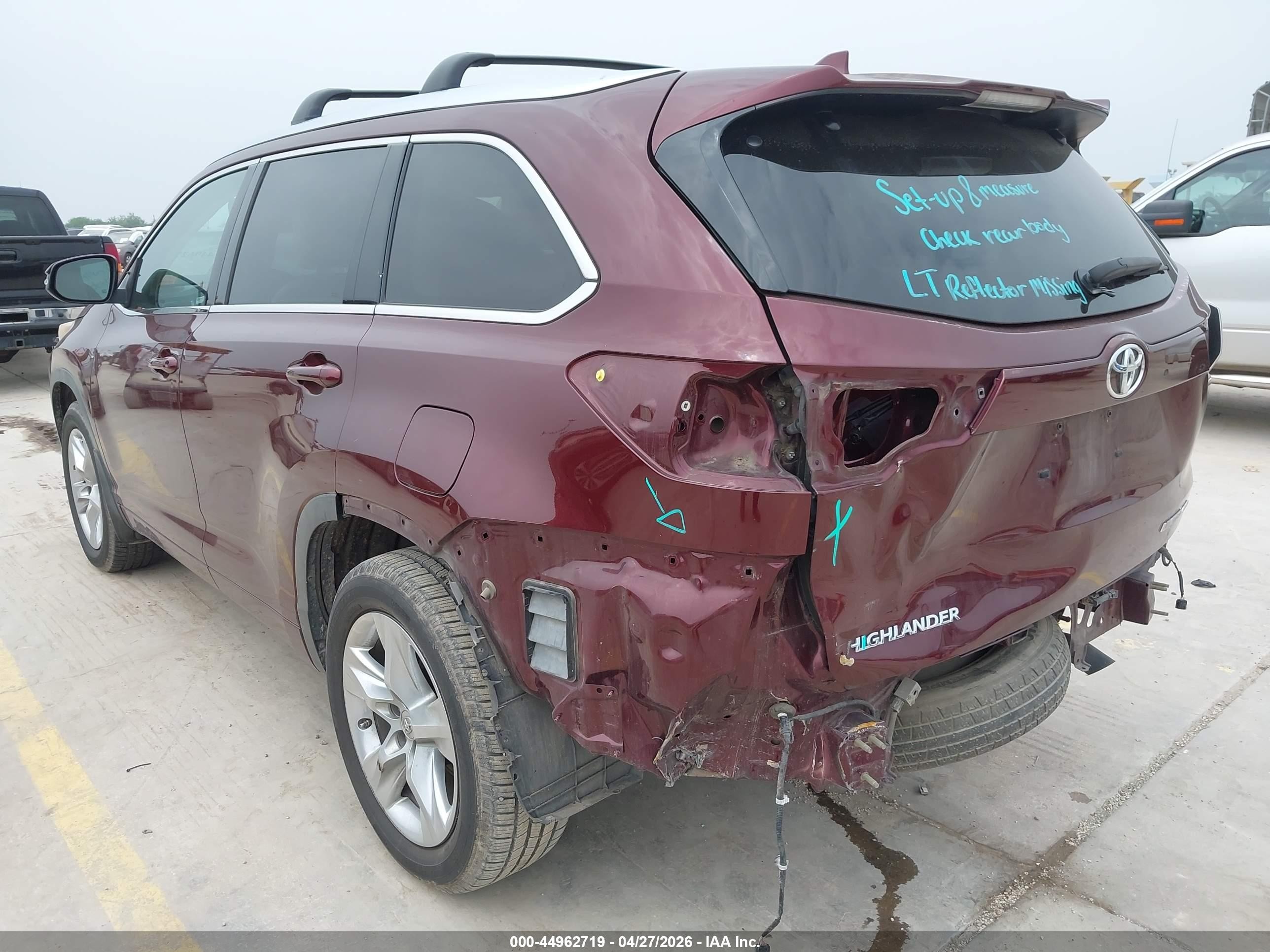 2015 Toyota Highlander Limited V6 Бордовый vin: 5TDDKRFH0FS141797