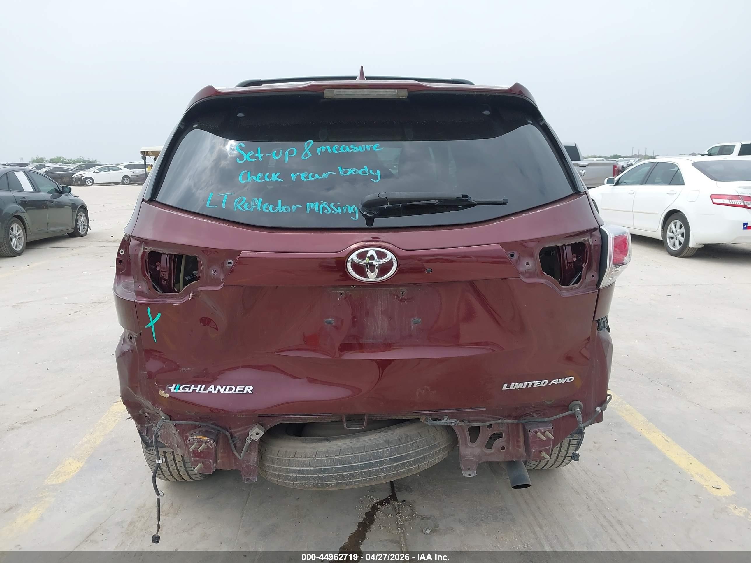 2015 Toyota Highlander Limited V6 Бордовый vin: 5TDDKRFH0FS141797
