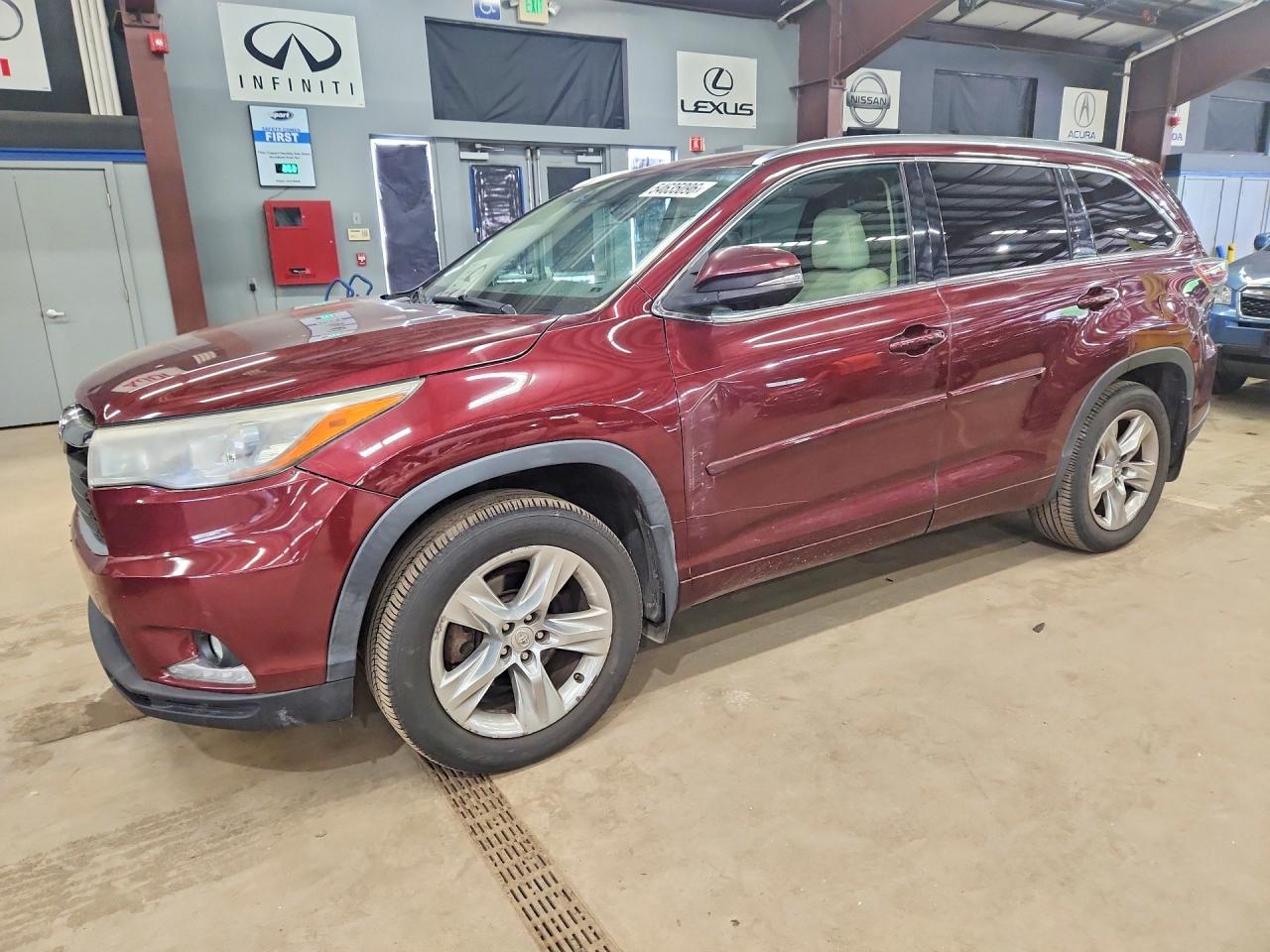 2014 Toyota Highlander Limited Бордовый vin: 5TDDKRFH1ES008917
