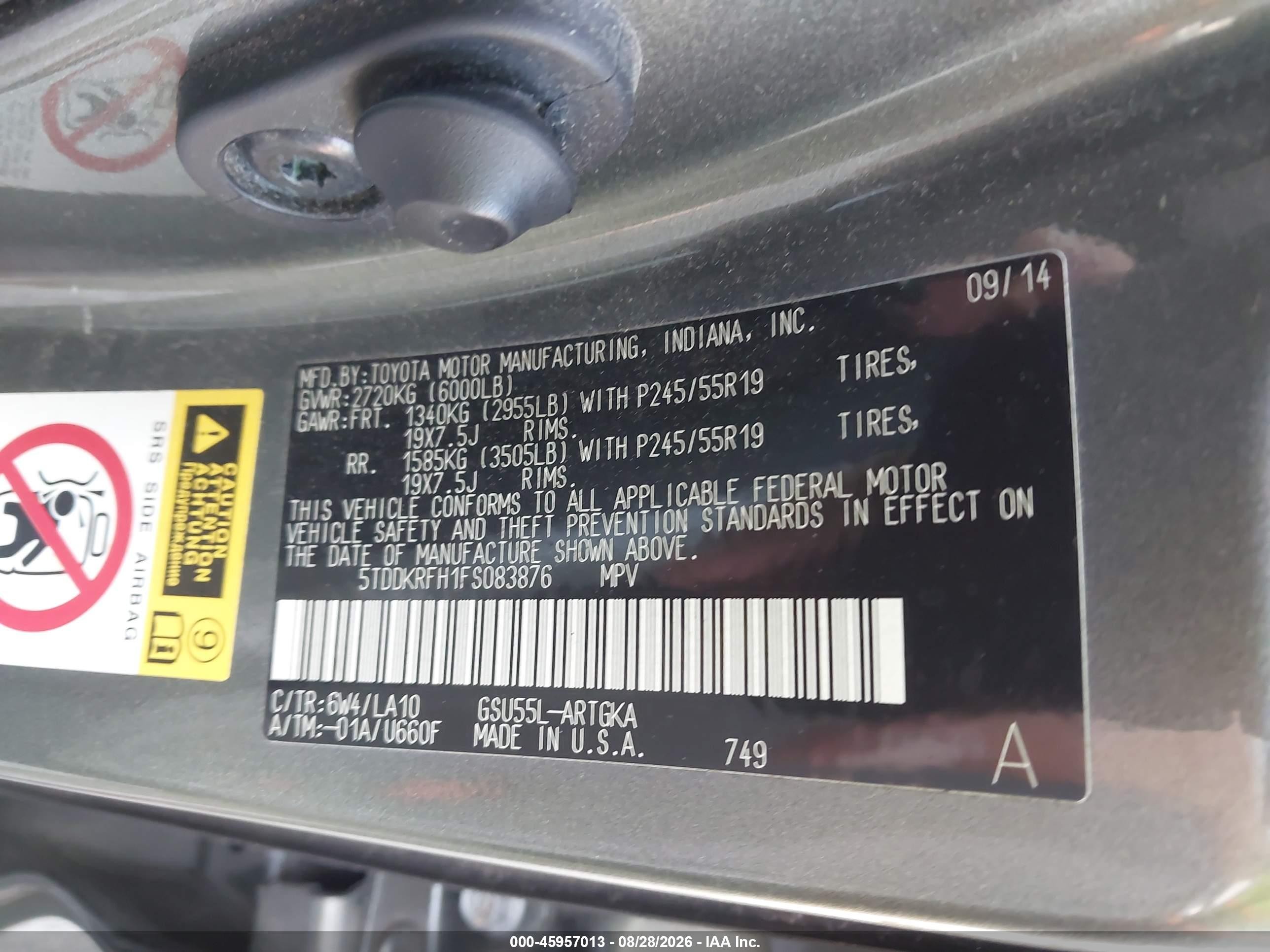 2015 Toyota Highlander Limited V6 Green vin: 5TDDKRFH1FS083876