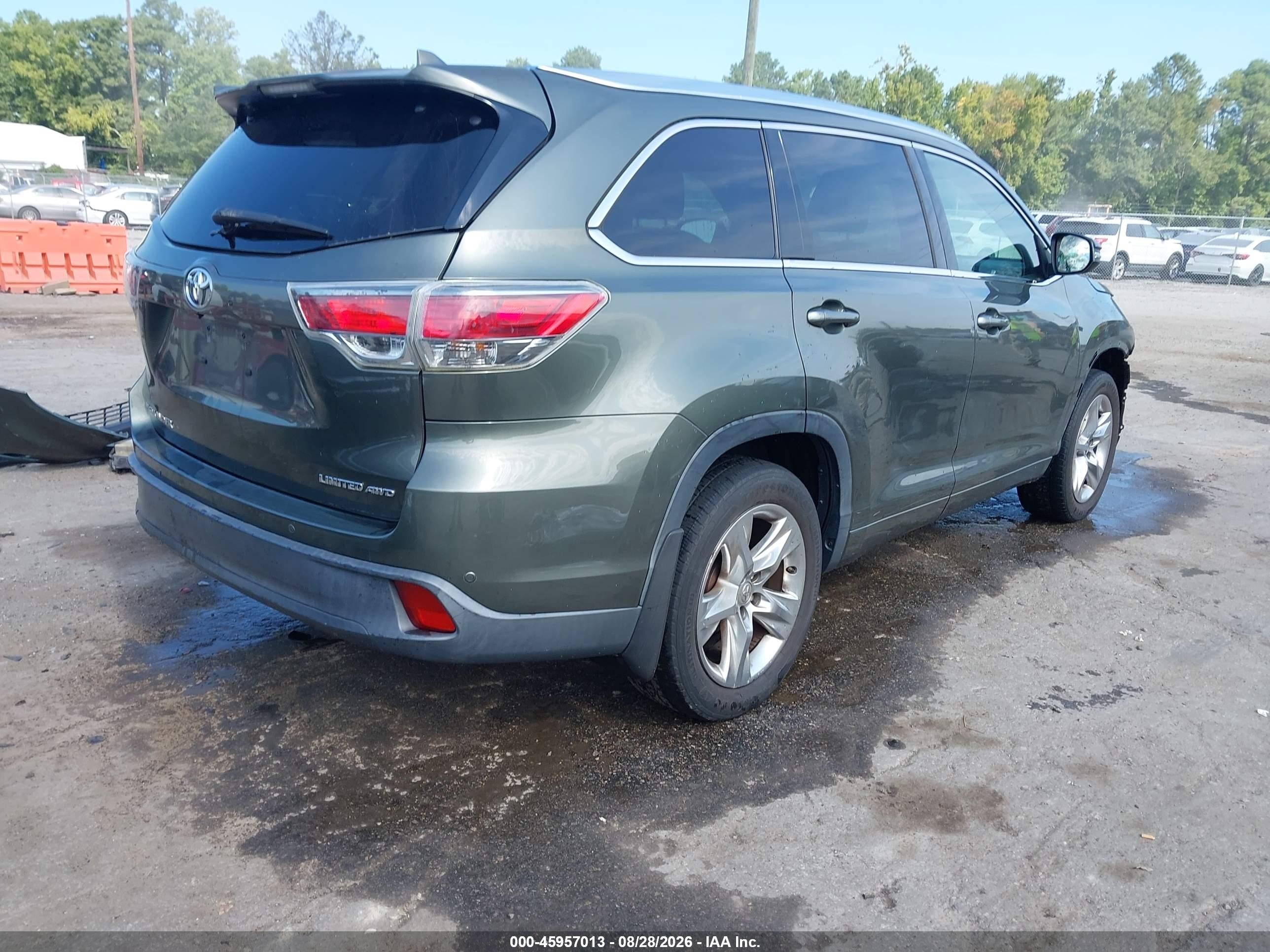 2015 Toyota Highlander Limited V6 Green vin: 5TDDKRFH1FS083876