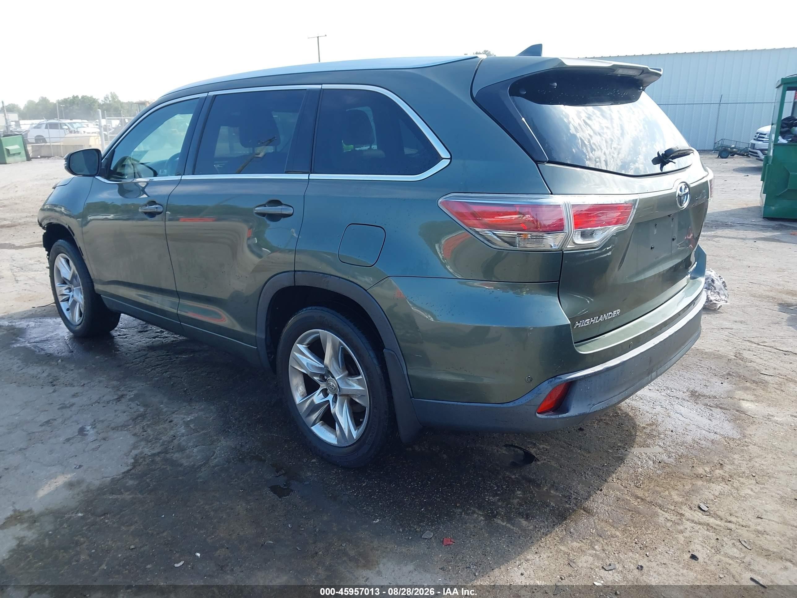 2015 Toyota Highlander Limited V6 Green vin: 5TDDKRFH1FS083876