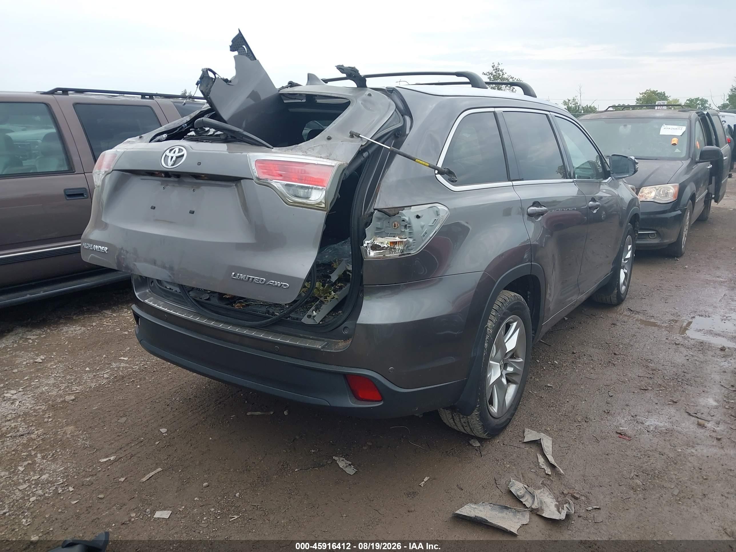 2015 Toyota Highlander Limited Gray vin: 5TDDKRFH1FS166143