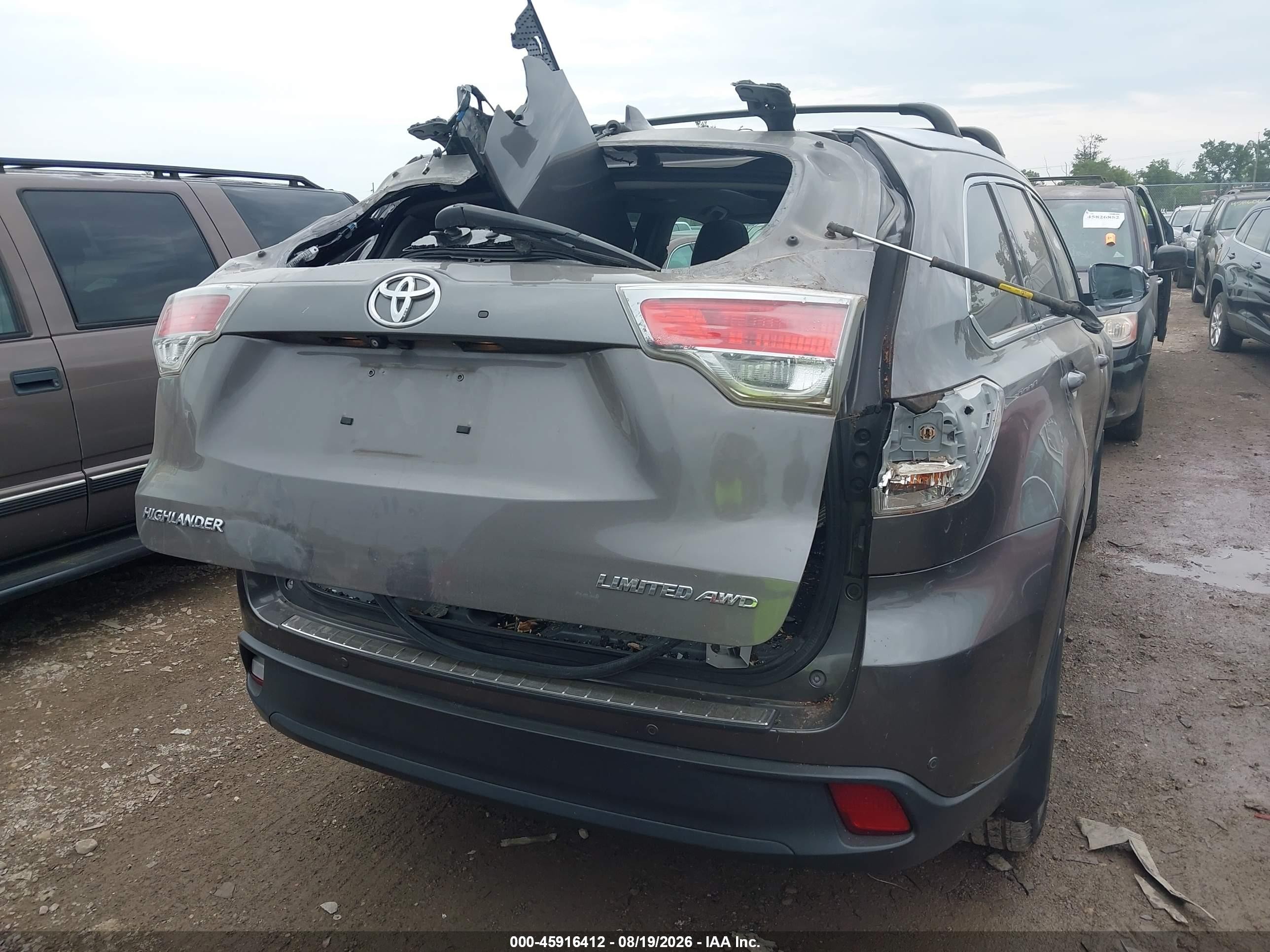 2015 Toyota Highlander Limited Gray vin: 5TDDKRFH1FS166143