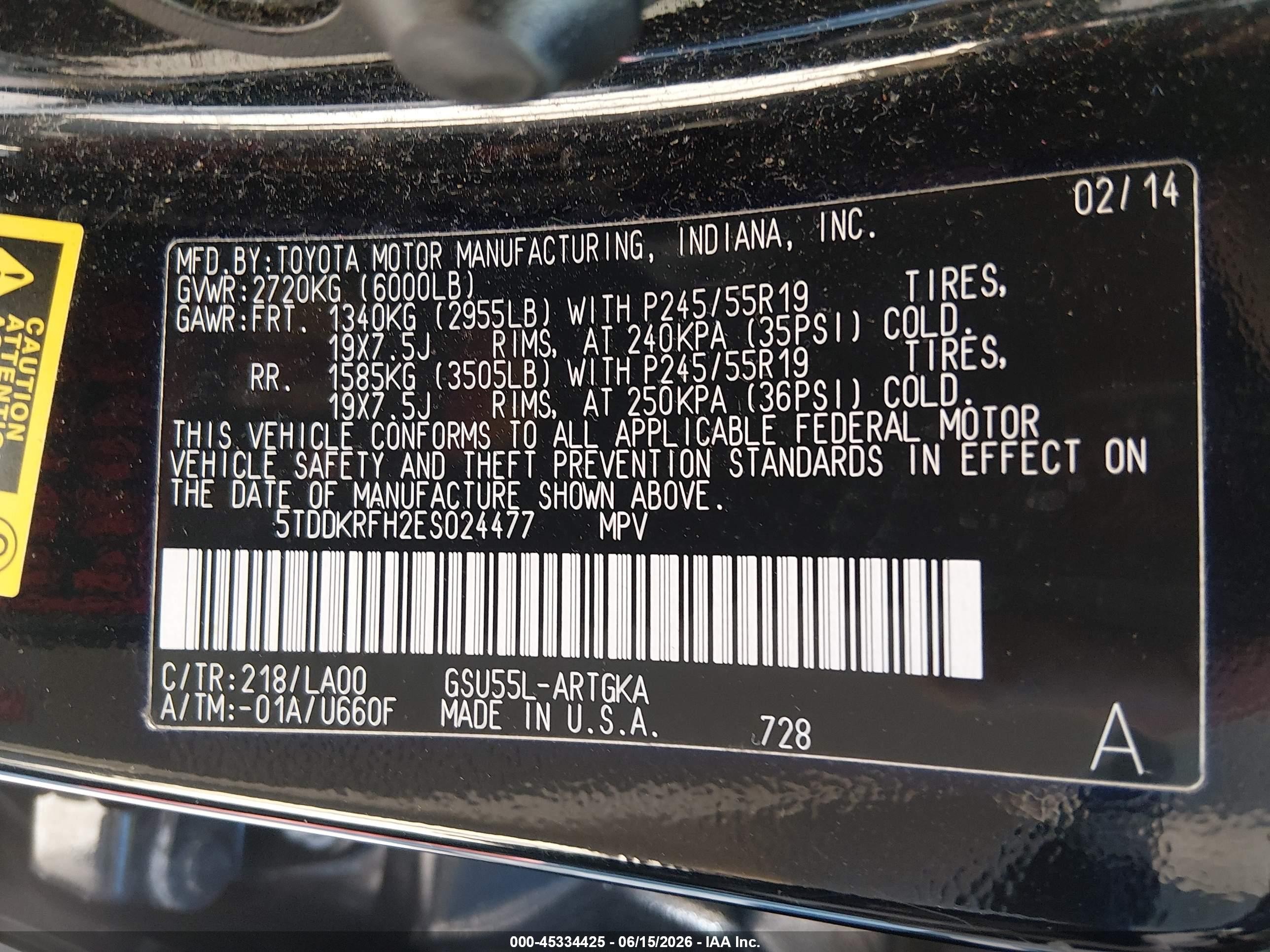2014 Toyota Highlander Limited V6 Черный vin: 5TDDKRFH2ES024477