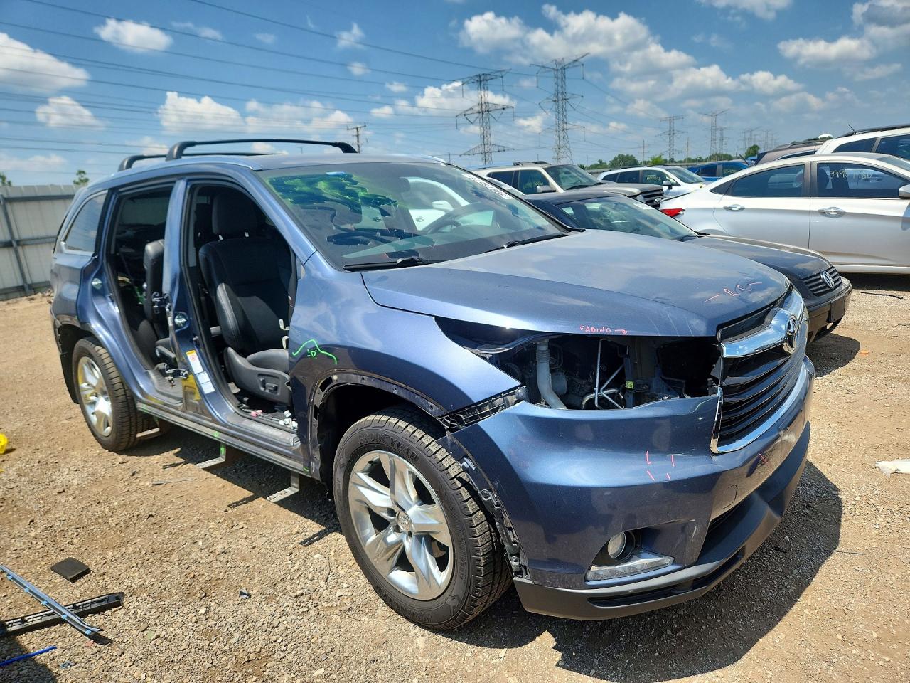 2015 Toyota Highlander Limited Blue vin: 5TDDKRFH2FS072420