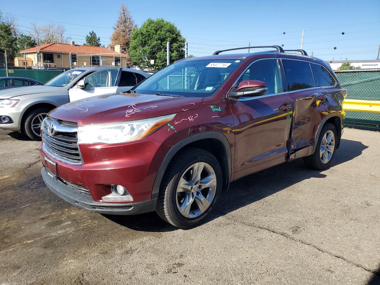 2015 Toyota Highlander Limited Burgundy vin: 5TDDKRFH2FS109062