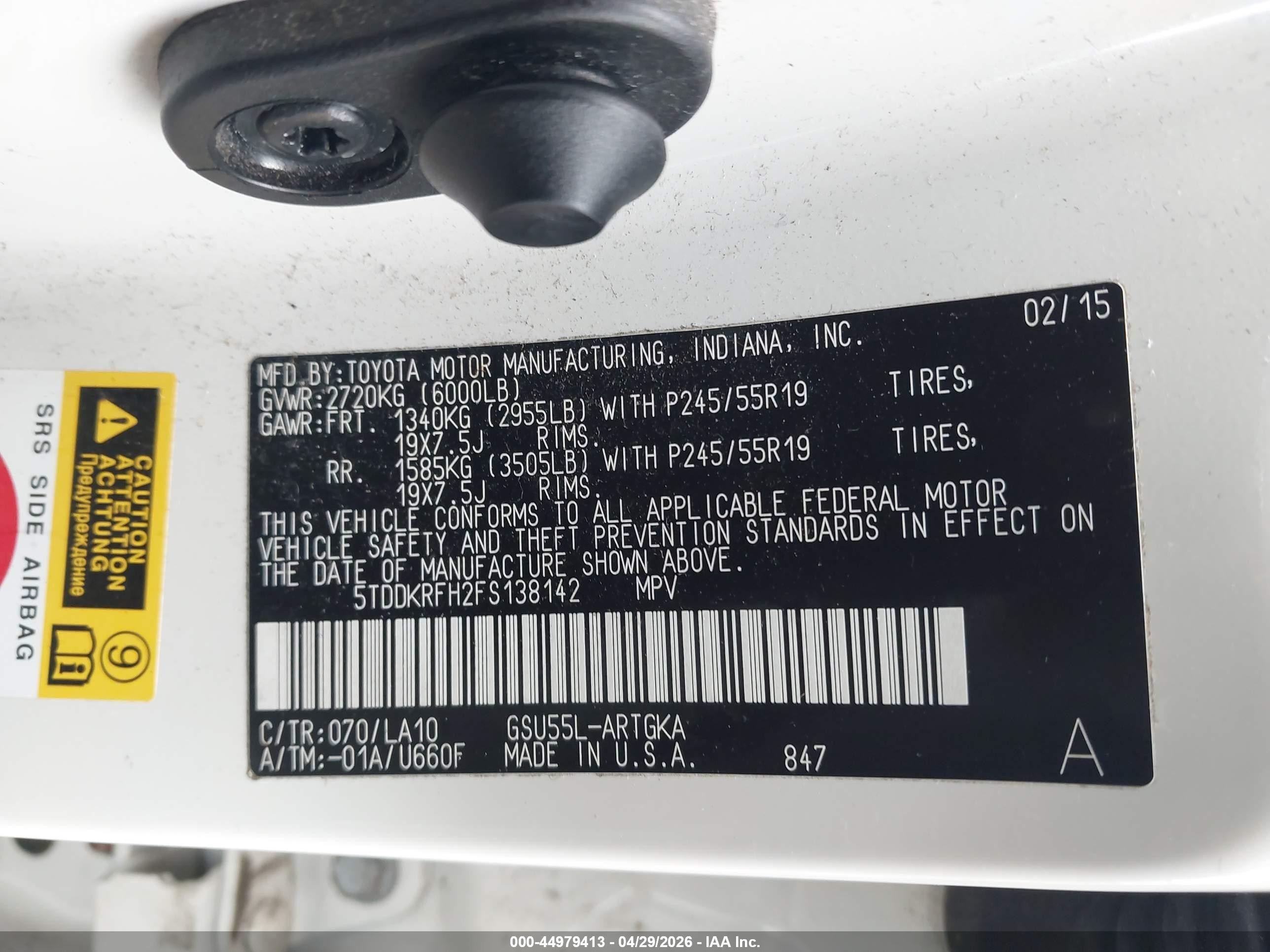 2015 Toyota Highlander Limited V6 White vin: 5TDDKRFH2FS138142