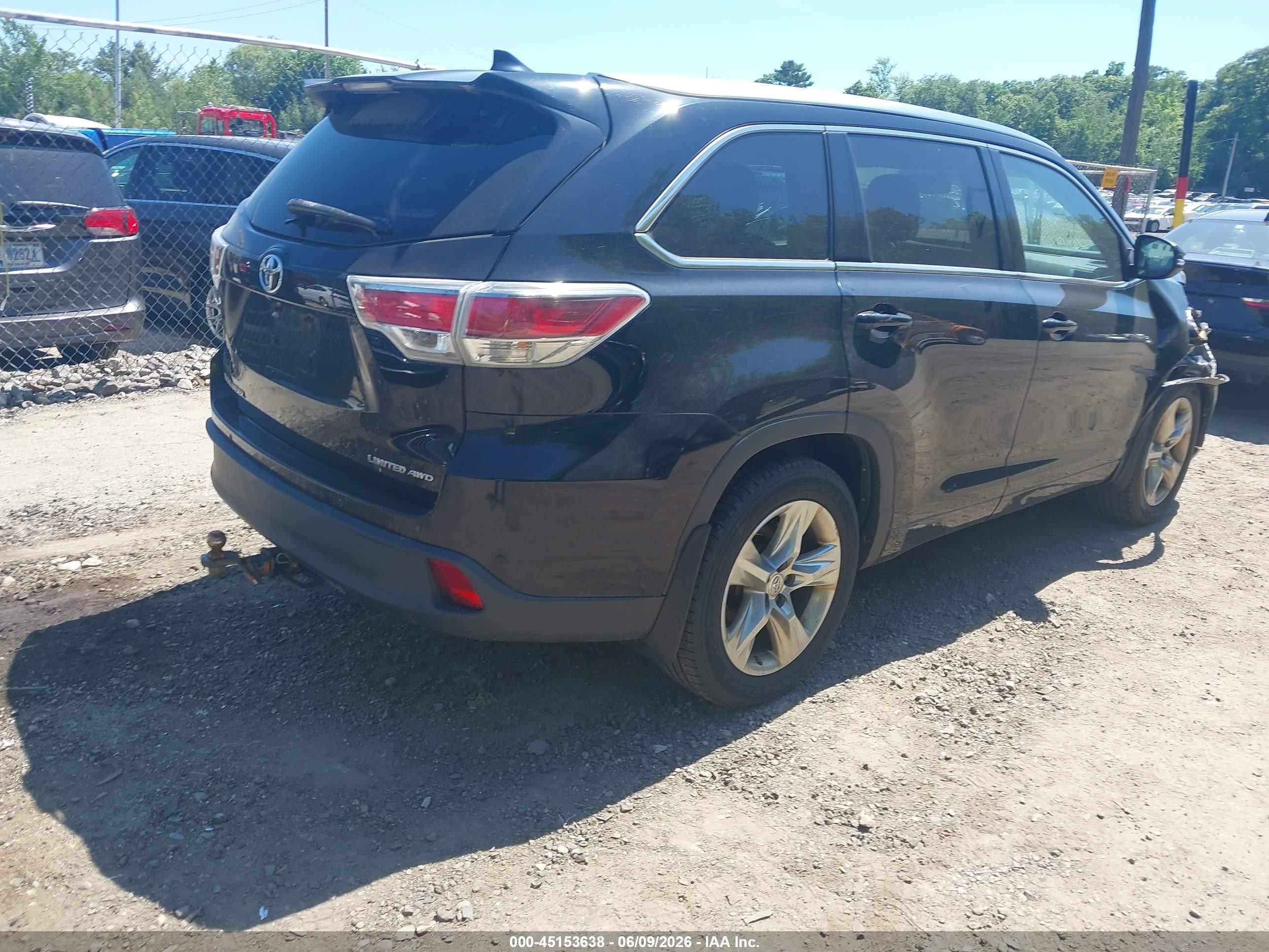 2014 Toyota Highlander Limited V6 Black vin: 5TDDKRFH3ES044110