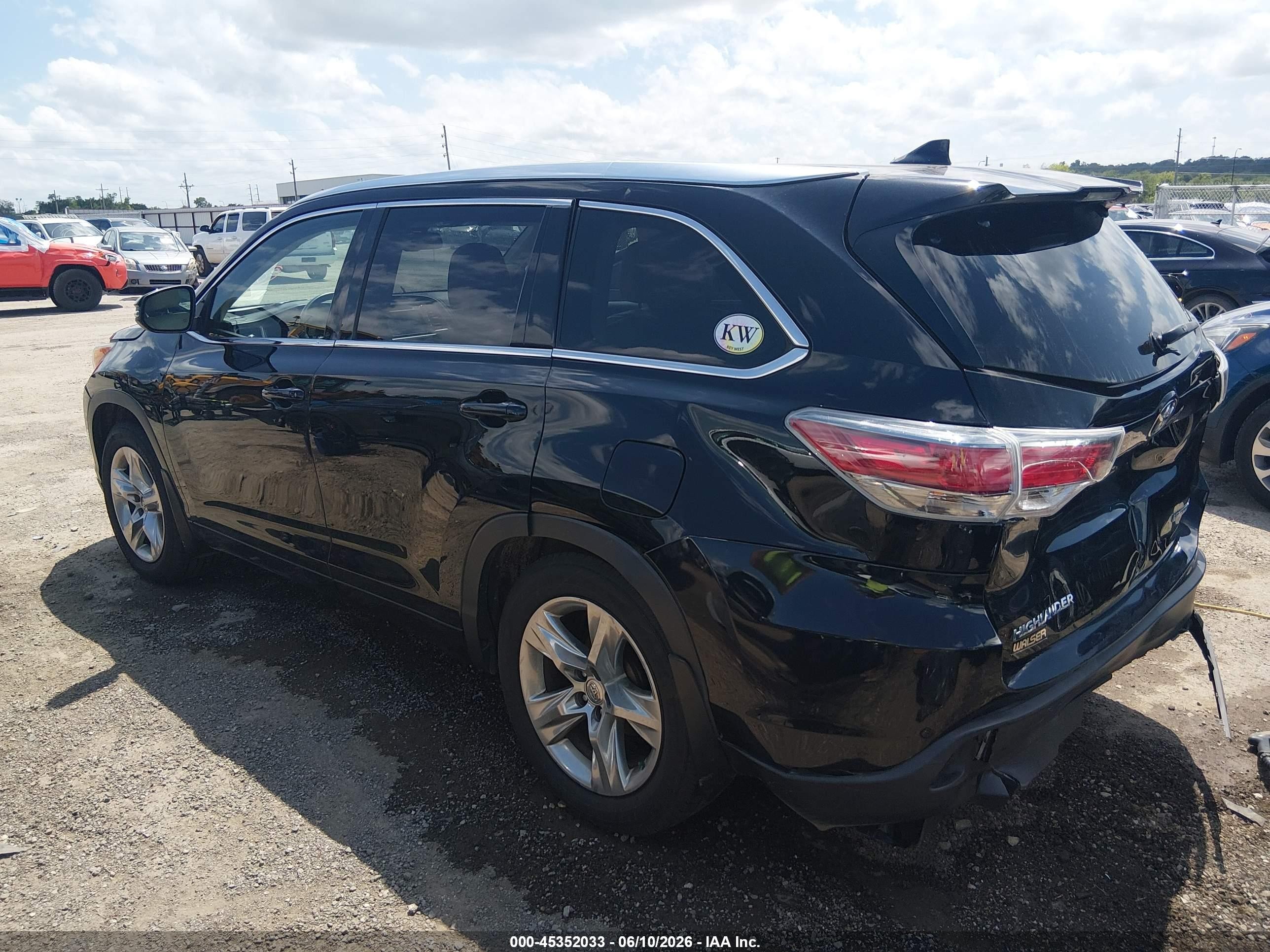 2015 Toyota Highlander Limited Platinum V6 Черный vin: 5TDDKRFH3FS085385