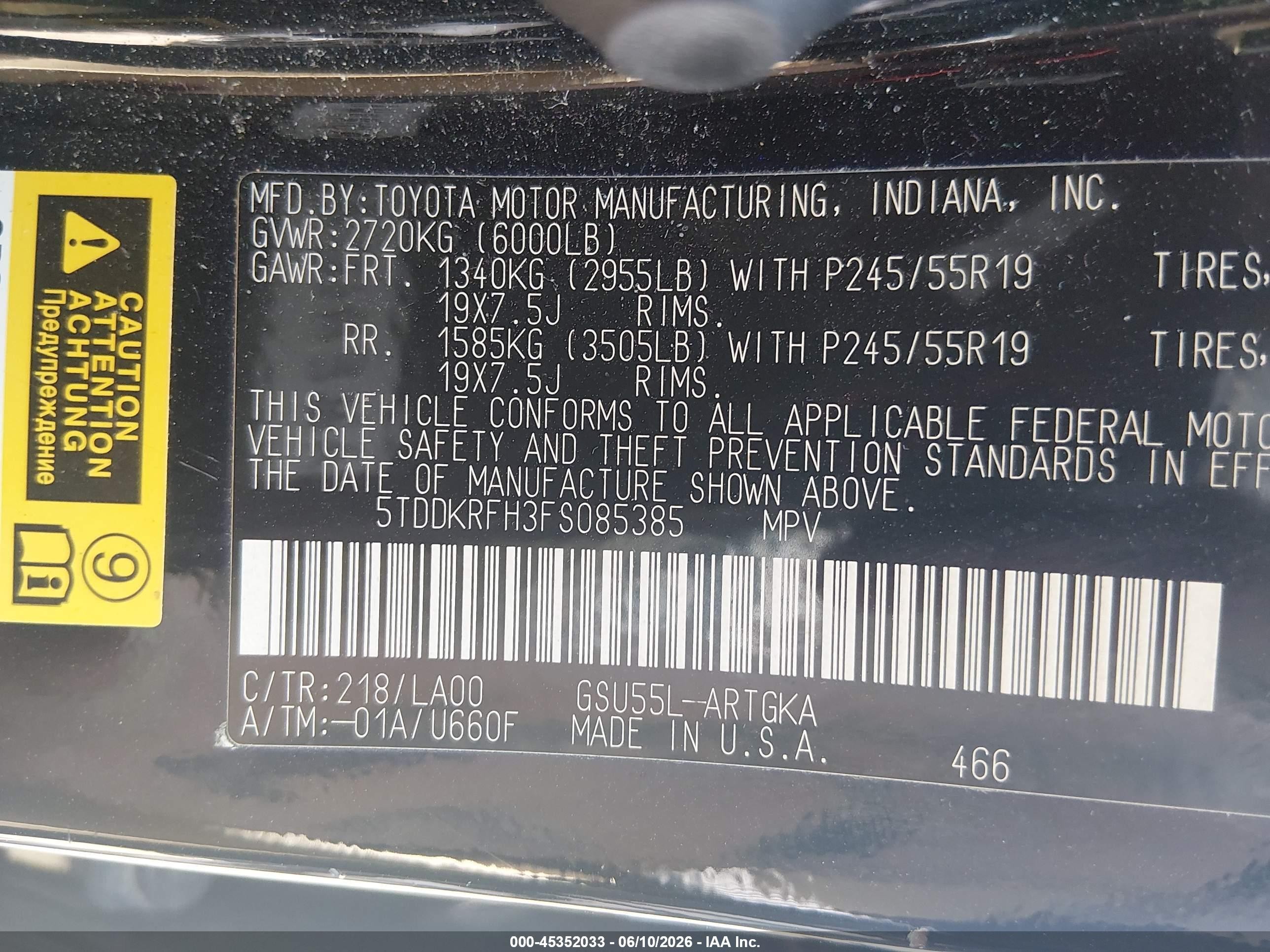 2015 Toyota Highlander Limited Platinum V6 Черный vin: 5TDDKRFH3FS085385
