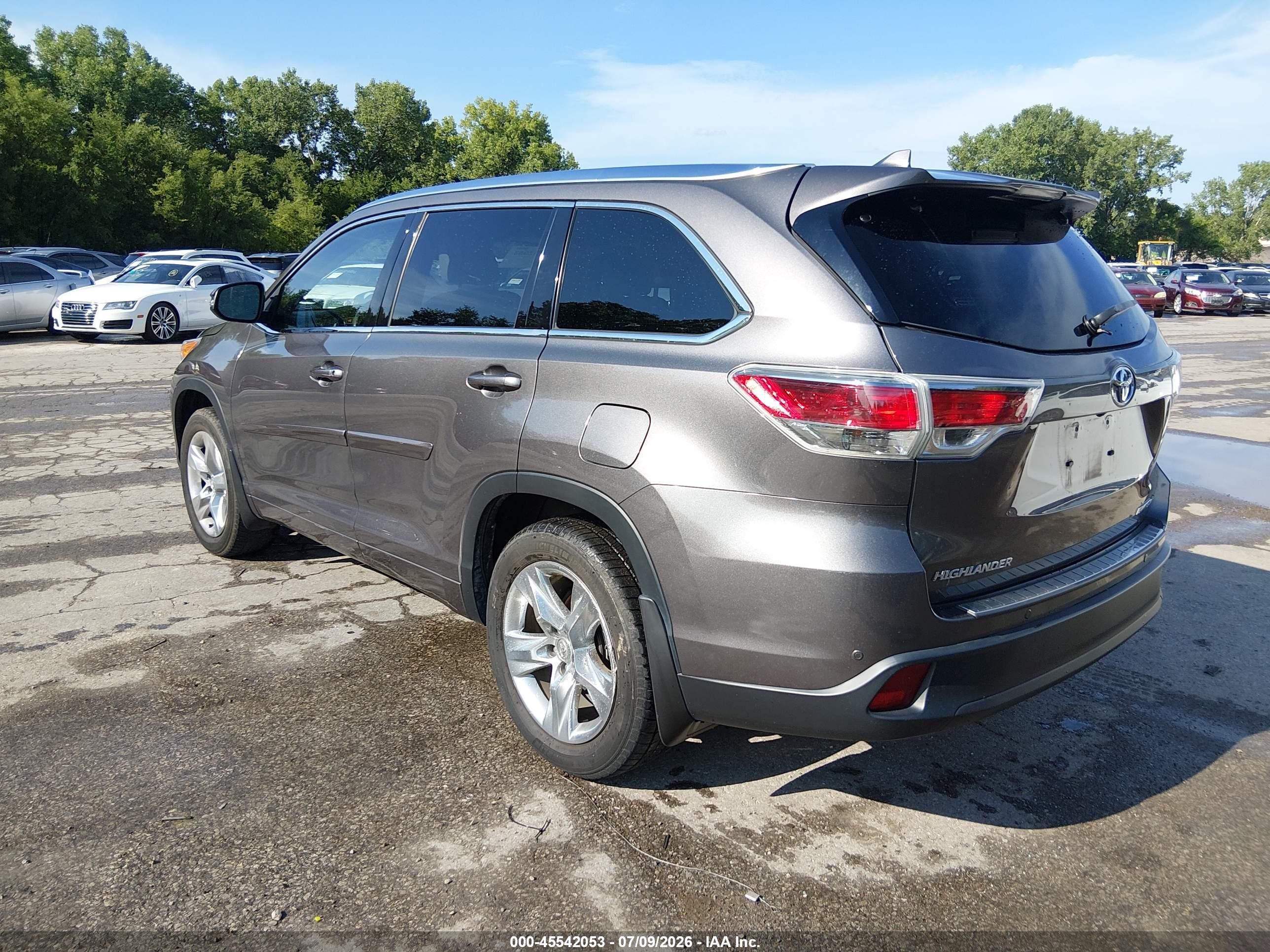 2015 Toyota Highlander Limited Platinum V6 Серый vin: 5TDDKRFH3FS105179