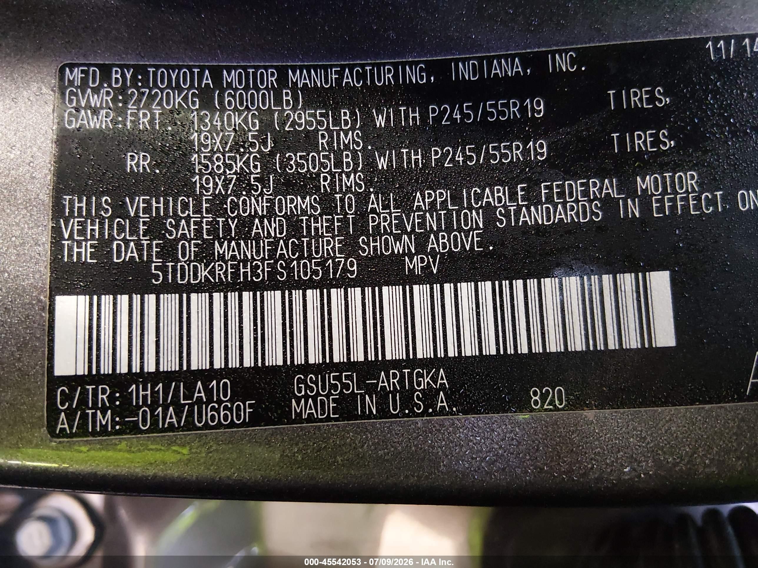 2015 Toyota Highlander Limited Platinum V6 Серый vin: 5TDDKRFH3FS105179