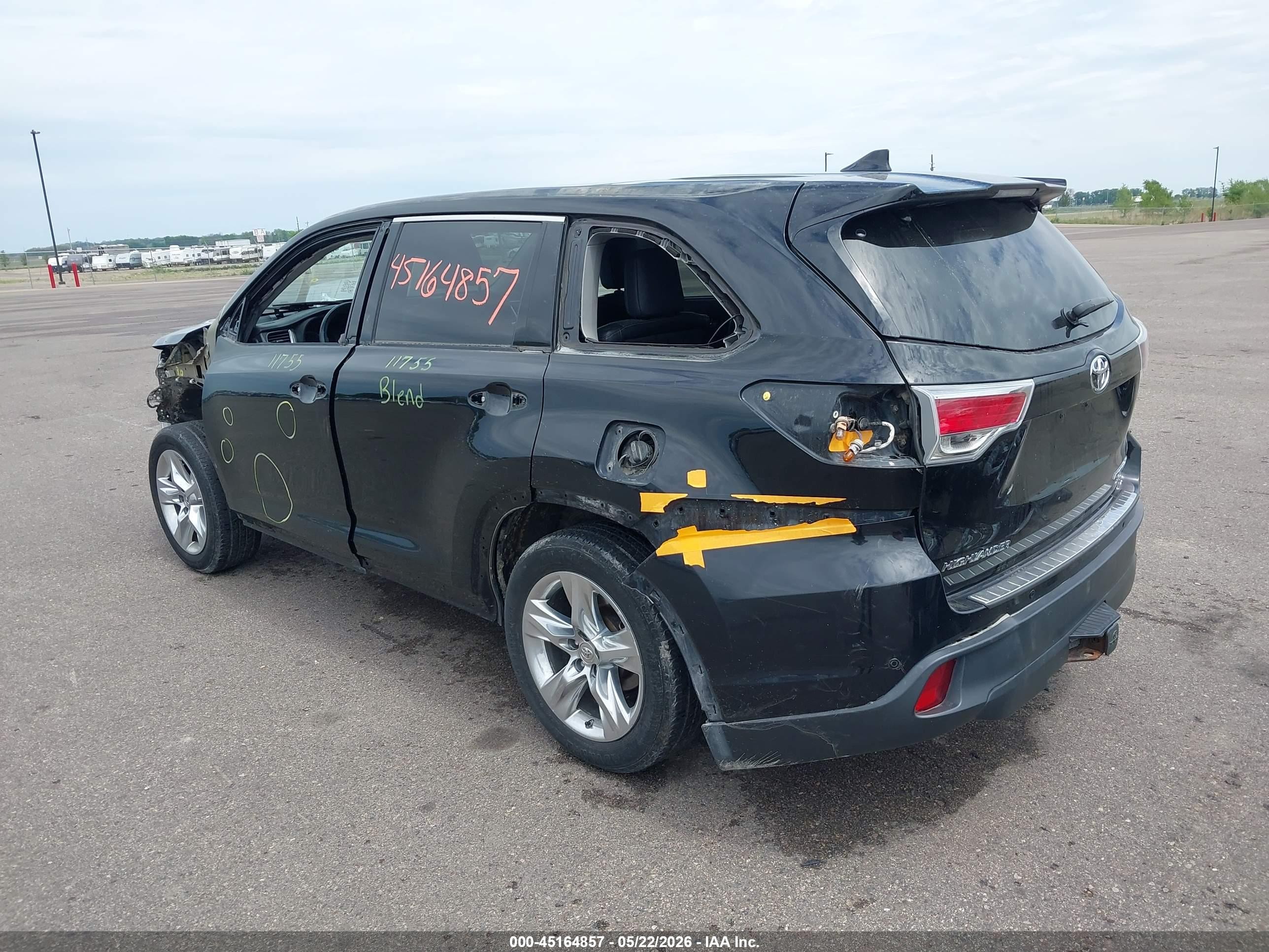 2015 Toyota Highlander Limited Platinum V6 Black vin: 5TDDKRFH3FS122967