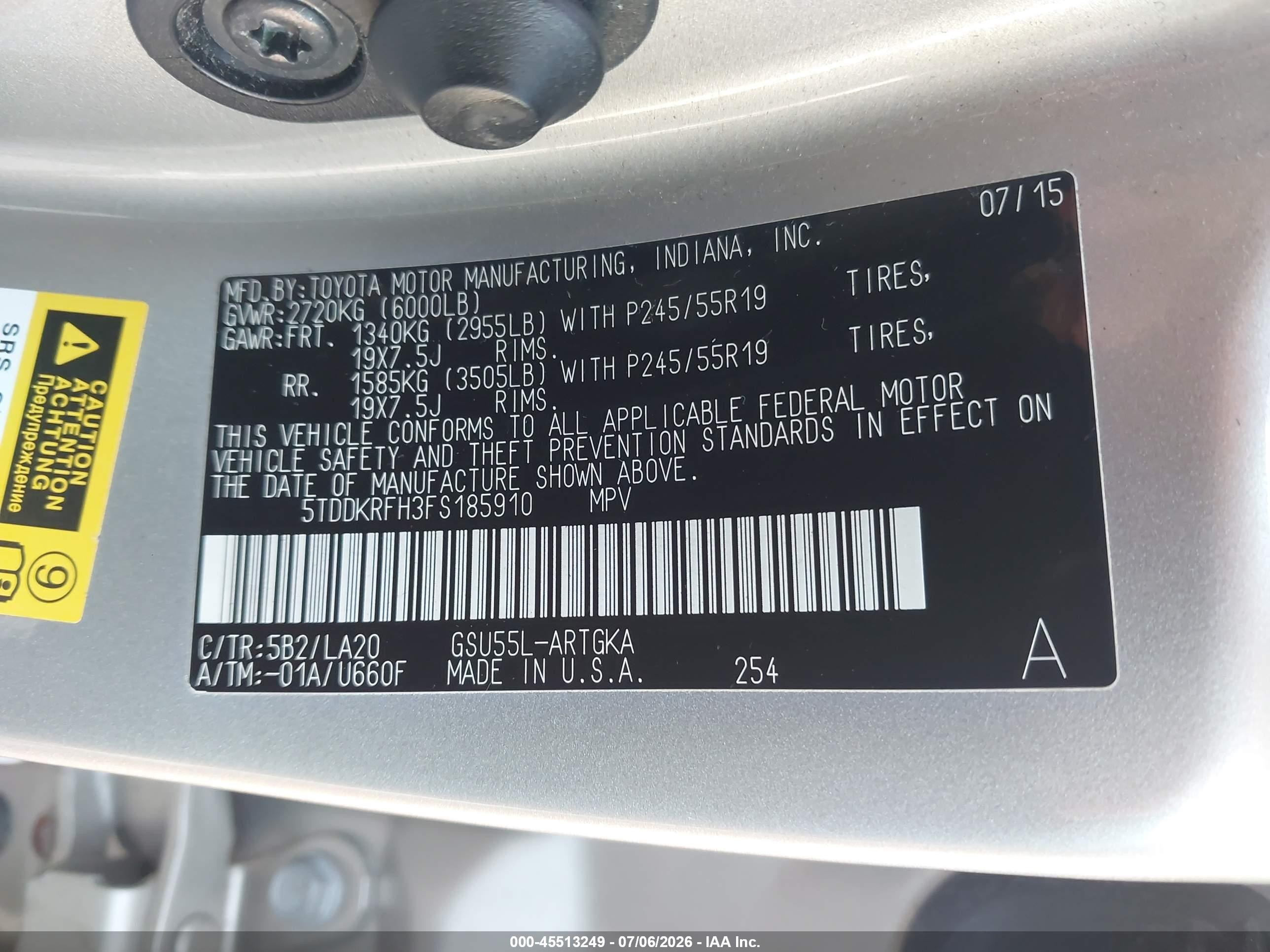 2015 Toyota Highlander Limited V6 Gold vin: 5TDDKRFH3FS185910